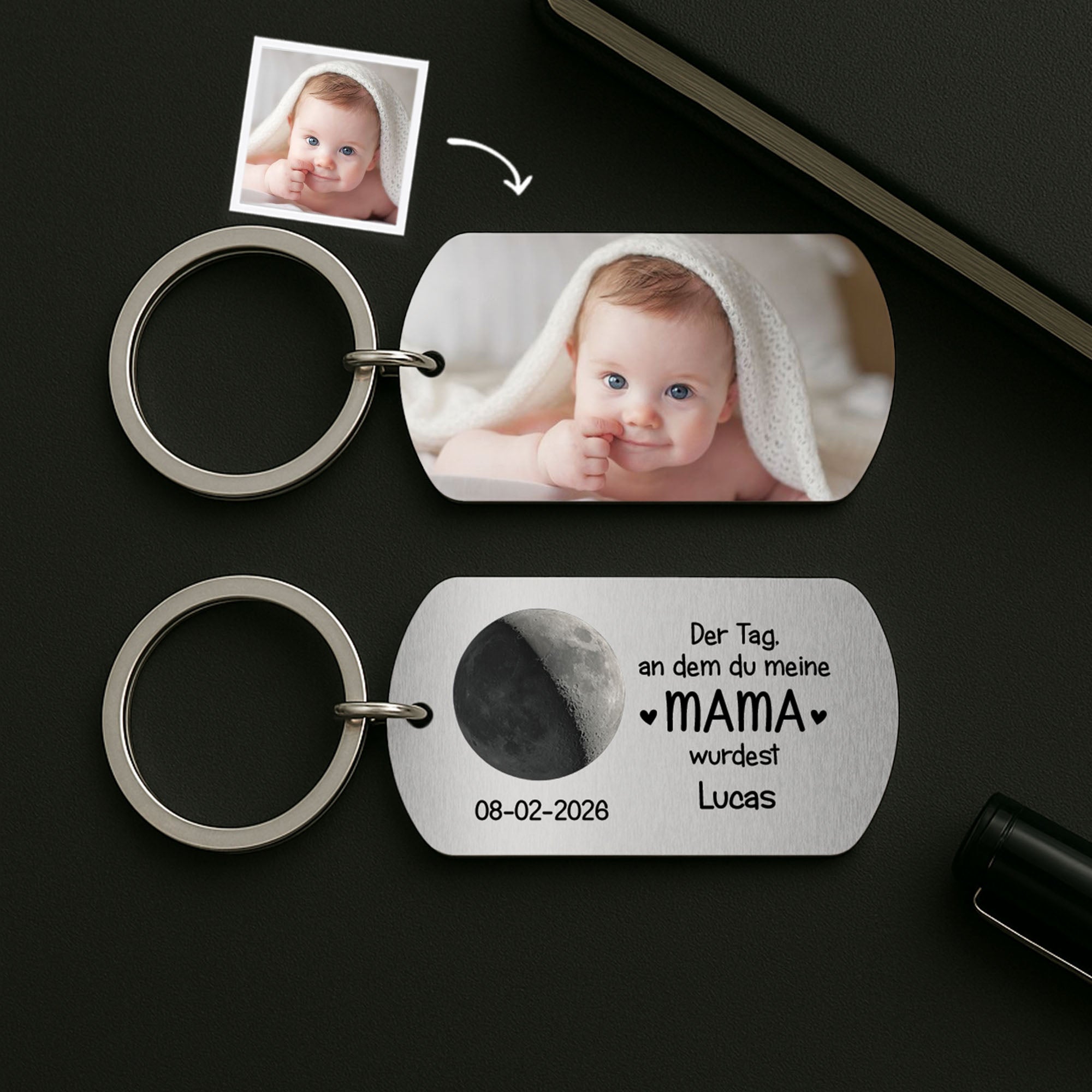 8217JGE1 der tag an dem du unser papa wurdest aluminium schlusselanhanger papa personalisiert_ mama mondphase foto 8217j8vab_2