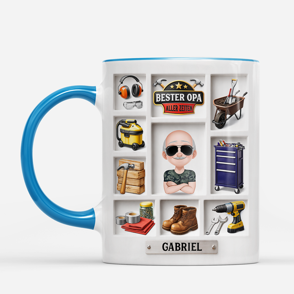 8221MGE2 3d druck effekt bester papa aller zeiten cartoon opapapa tasse personalisieren 8221m8fmb