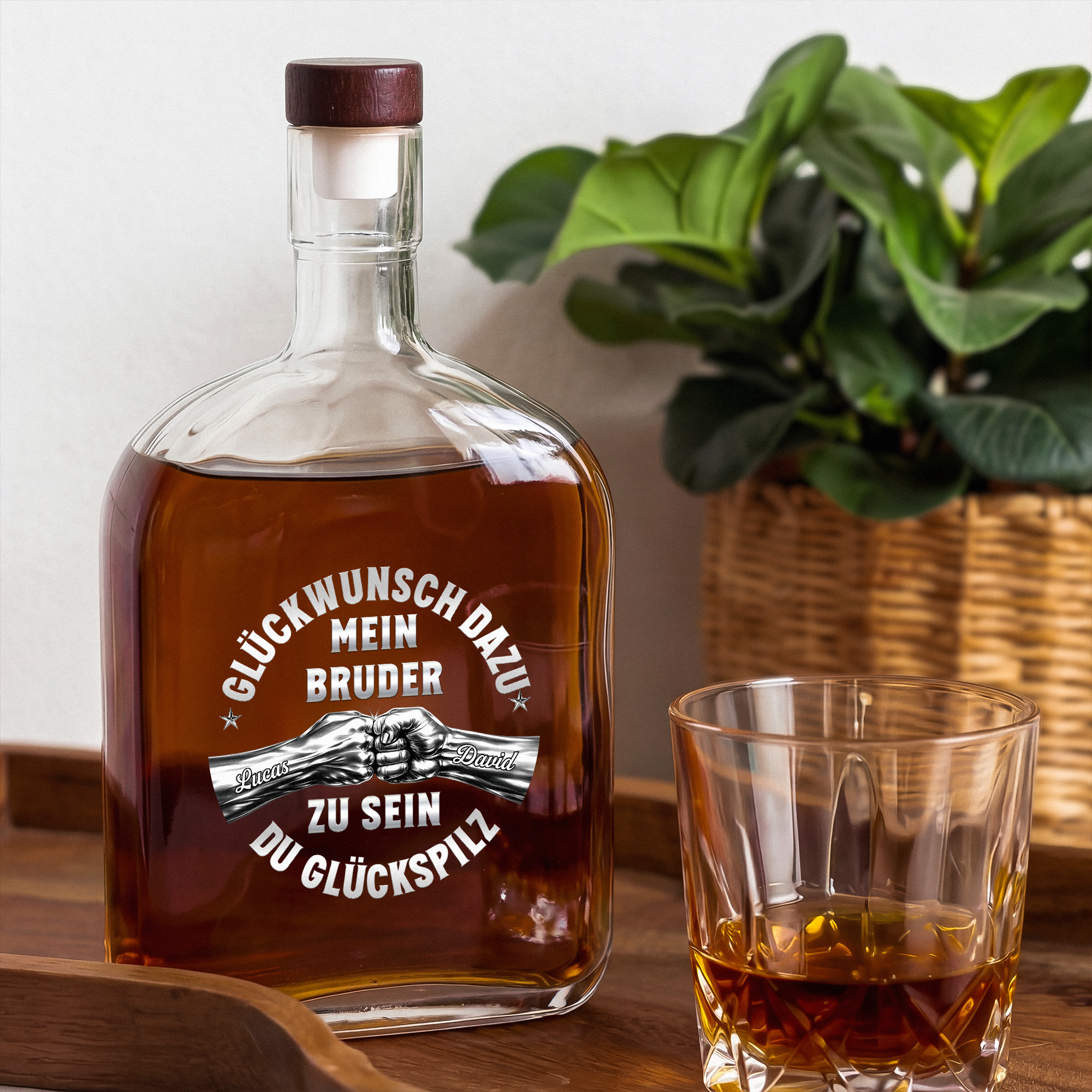 8257IGE2 3d druck effekt herzlichen gluckwunsch du bist mein bruder personalisierte whiskyflasche manner 8257isfwe