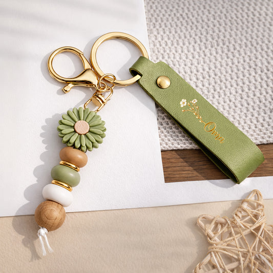 8275MGE2 3d druck effekt mama  blume gold daisy schlusselanhanger personalisiert perlen mama oma 8275mj6pwa