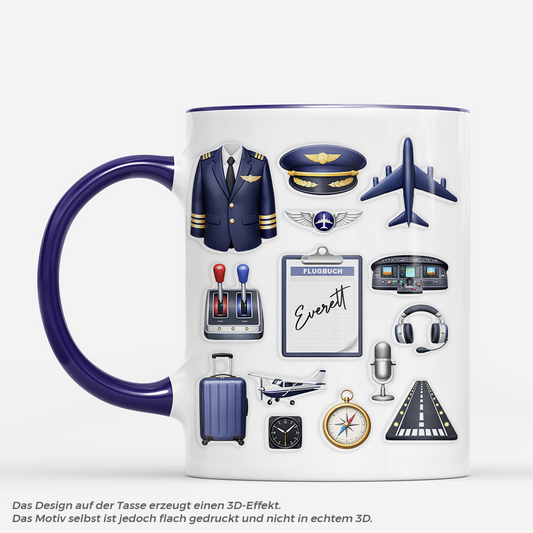 8285MGE1 3d druck effekt flugbuch pilot tasse fur manner personalisiert 8285mcfnb