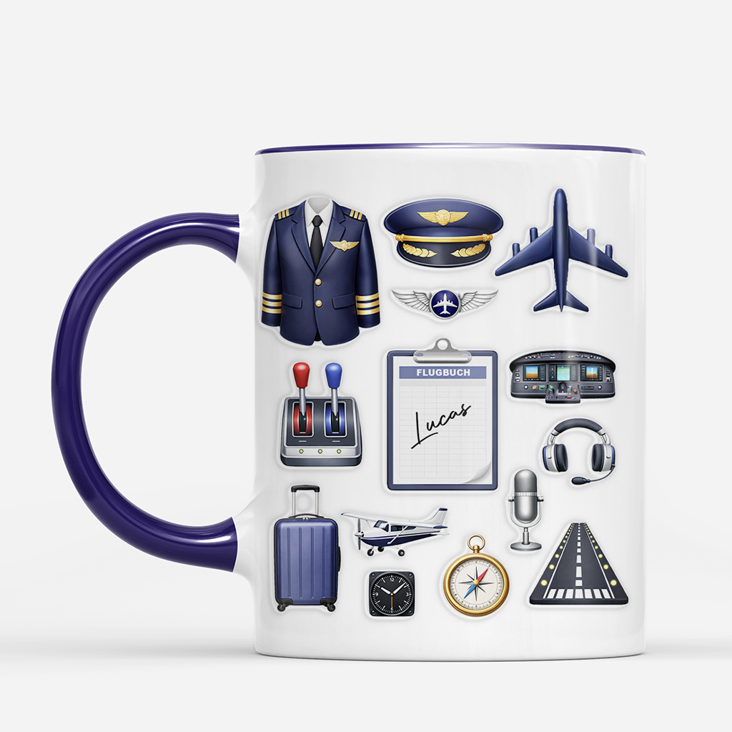8285MGE2 3d druck effekt flugbuch pilot tasse fur manner personalisiert 8285mcfnb