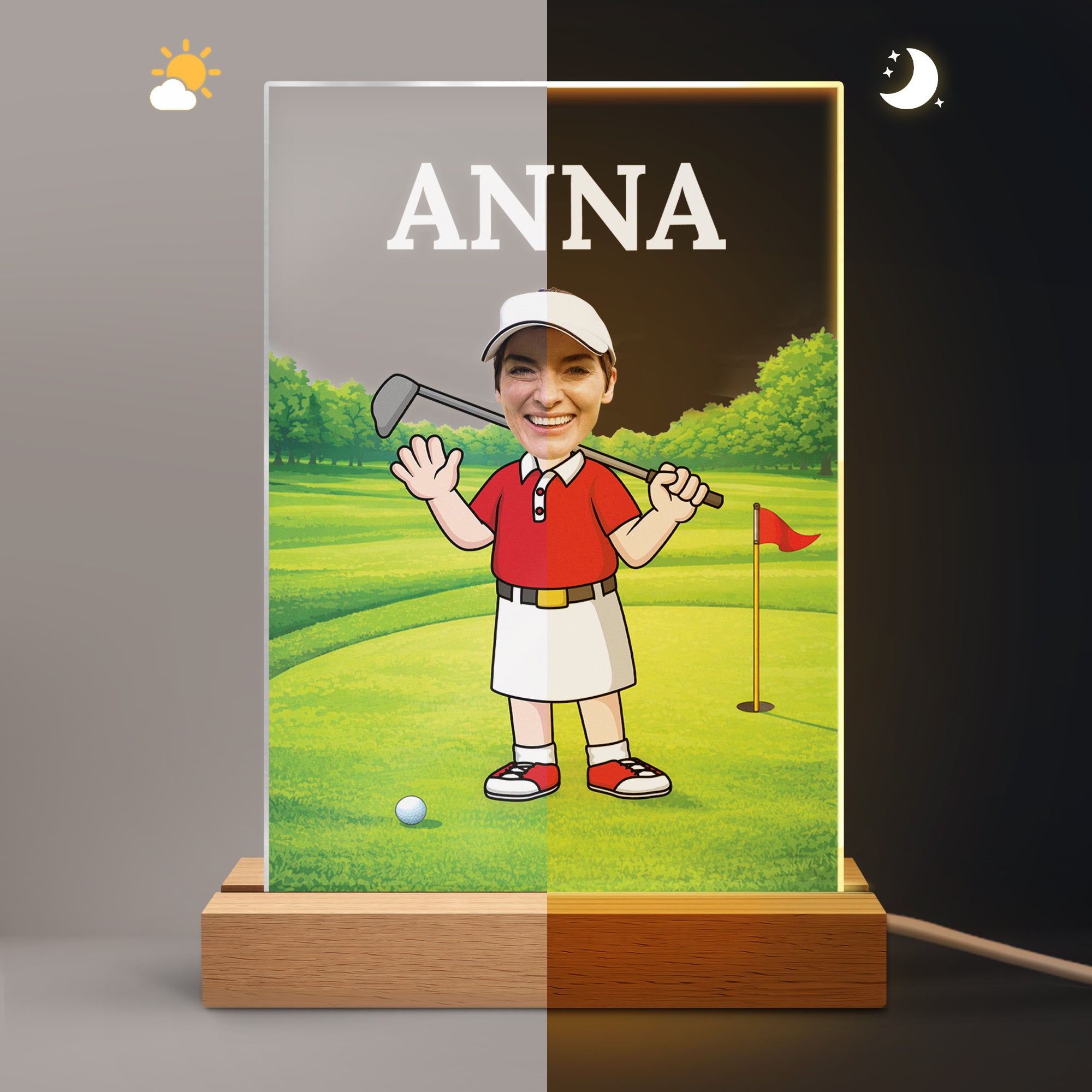 8311LGE2 golf personalisiertes nachtlicht papa opa mit foto 8311lcpcb