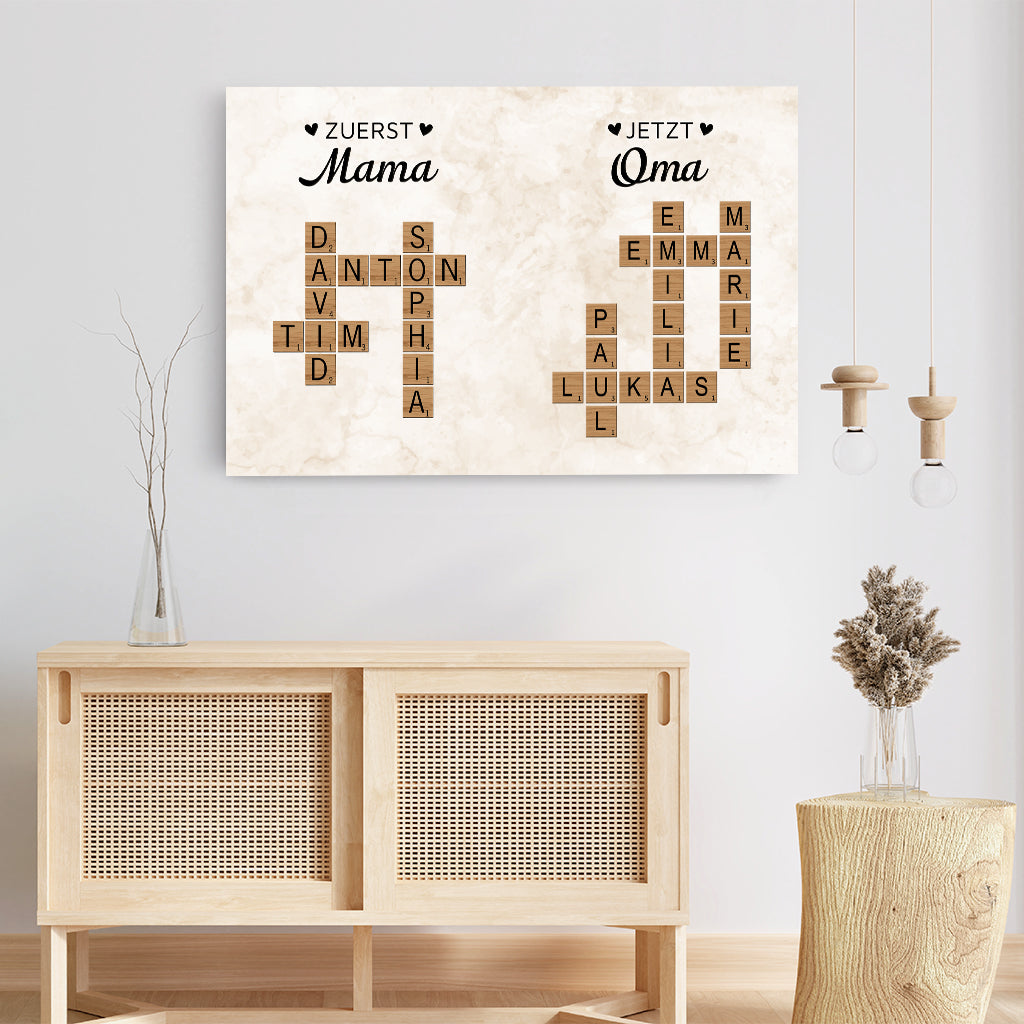 8314CGE3 zuerst mama jetzt oma leinwand kreuzwortratsel personalisiert marmor 8314c8p5a