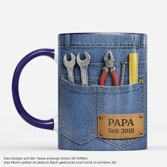 8327MGE1 3d druck effekt papa seit opa papa tasse personalisieren jeans 8327msftb
