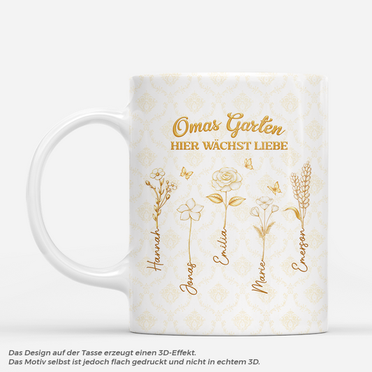 8338MGE1 3d druck effekt omas garten hier wachst liebe mama oma tasse personalisiert_ gold 8338msxza