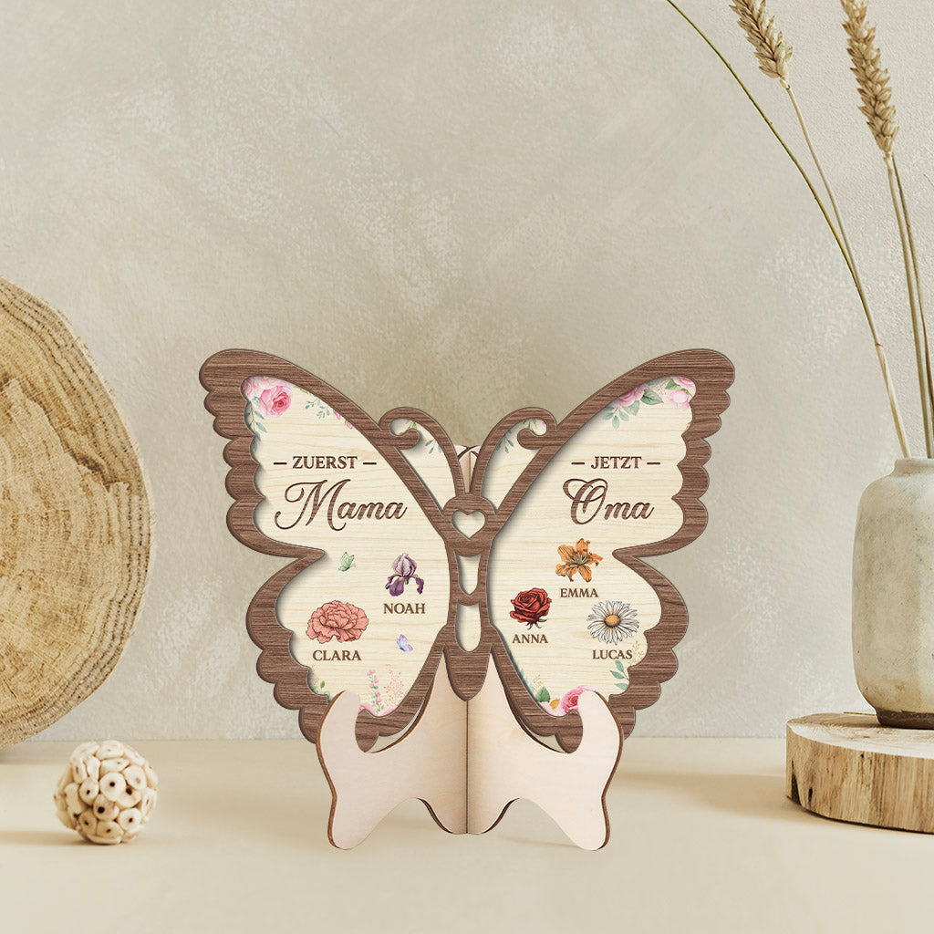 8377QGE2 erst mama jetzt oma holzaufsteller personalisiert schmetterlinge 8377qsy5a
