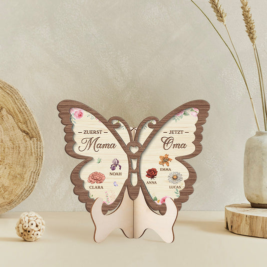 8377QGE2 erst mama jetzt oma holzaufsteller personalisiert schmetterlinge 8377qsy5a