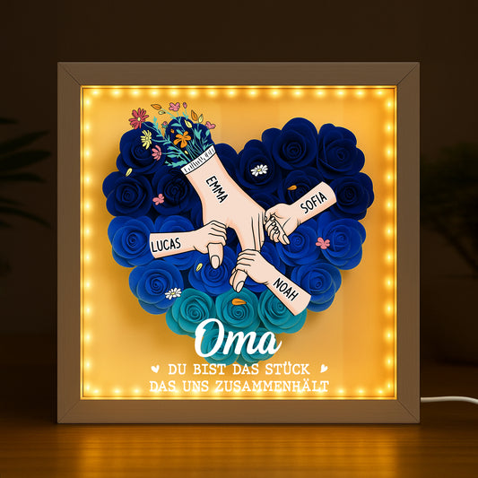 8392OGE2 mama du bist das puzzlestuck das uns zusammenhalt personalisiertes geschenk  blumen 3d bilderrahmen mama oma 8392o6p5a