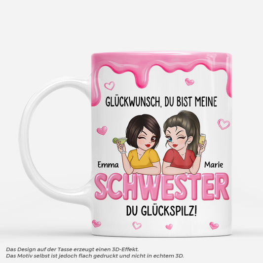 8402MGE1 3d druck effekt gluckwunsch du bist meine schwester personalisierte geschenke beste freundin  tassen 8402m8dne