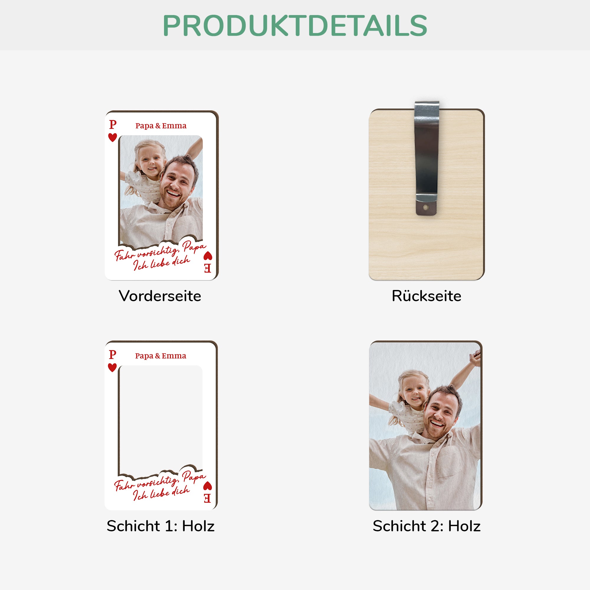 8410GGE3 fahr vorsichtig personalisierter auto visier clip foto papa mama spielkarte 8410g8pab