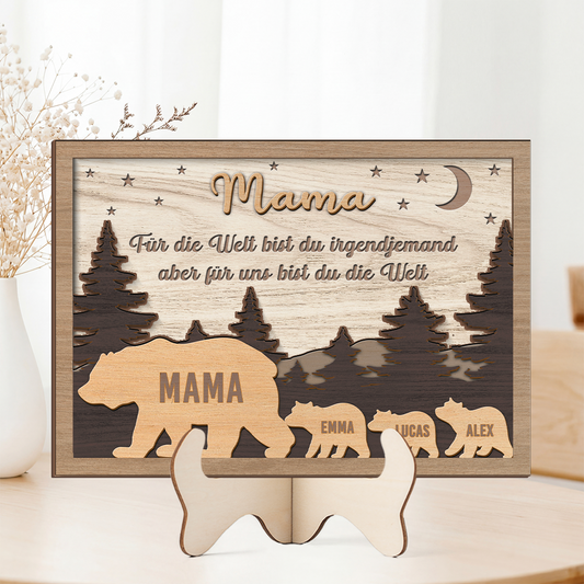 8423QGE2 fur die welt bist du ein papa fur uns bist du die welt personalisiertes geschenk  holzaufsteller papa mama bar 8423qcc1b