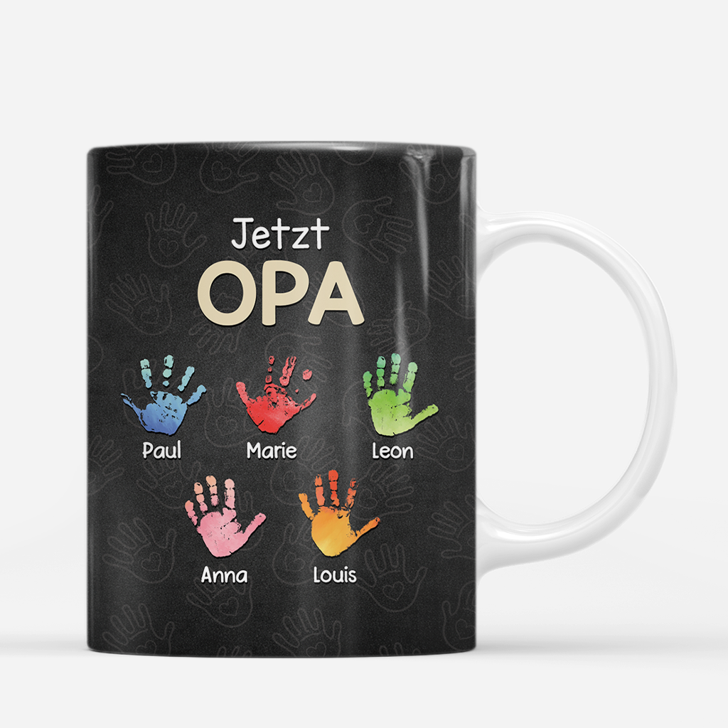 8456MGE3 zuerst papa jetzt opa bunte handabdrucke personalisiertes geschenk  tasse 8456mtktb_6efbc2e0 30c8 486b a85e c4d693123ba4