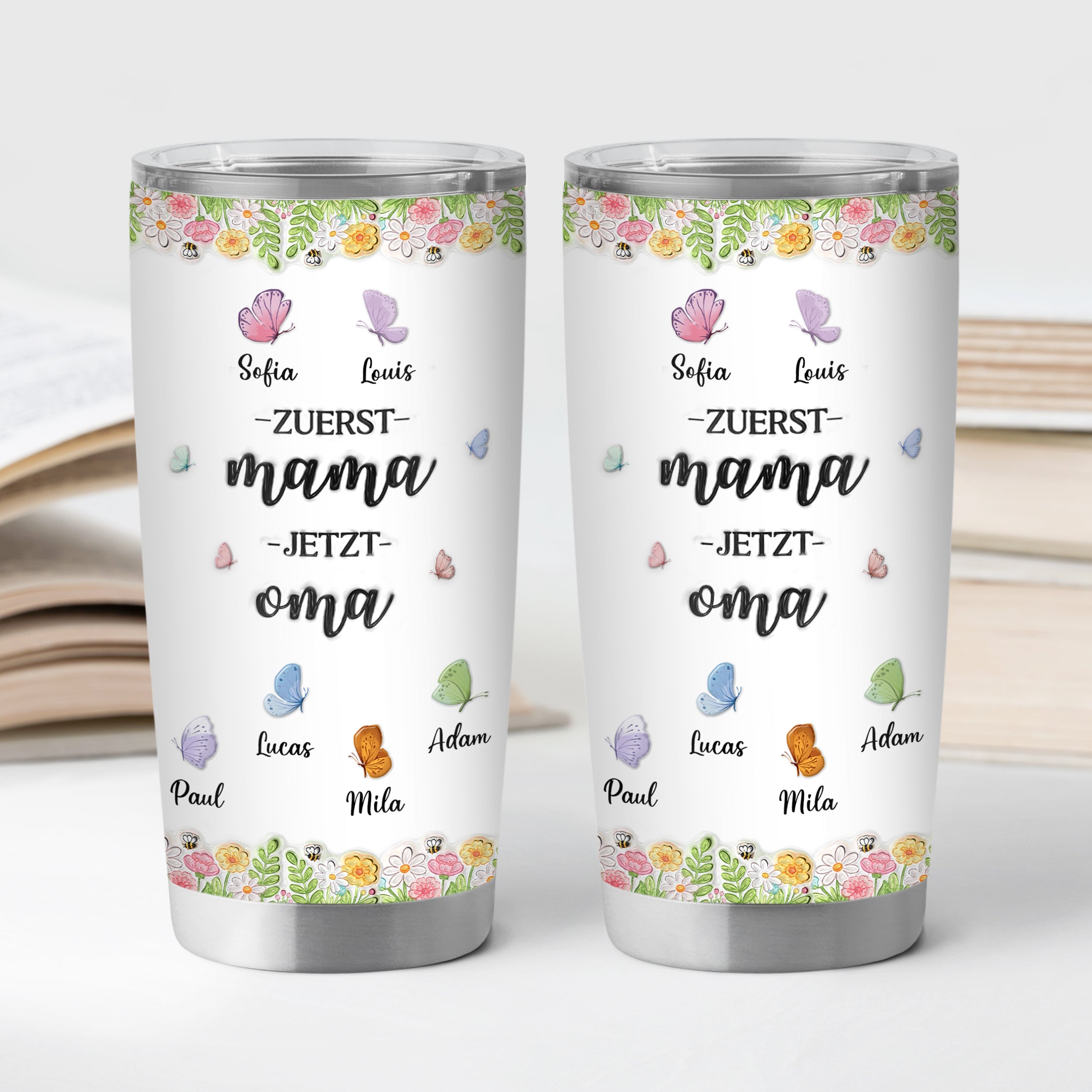 8457TGE2 3d druck effekt erst mama jetzt oma 590ml thermobecher personalisiert_ schmetterlinge 8457t8pca