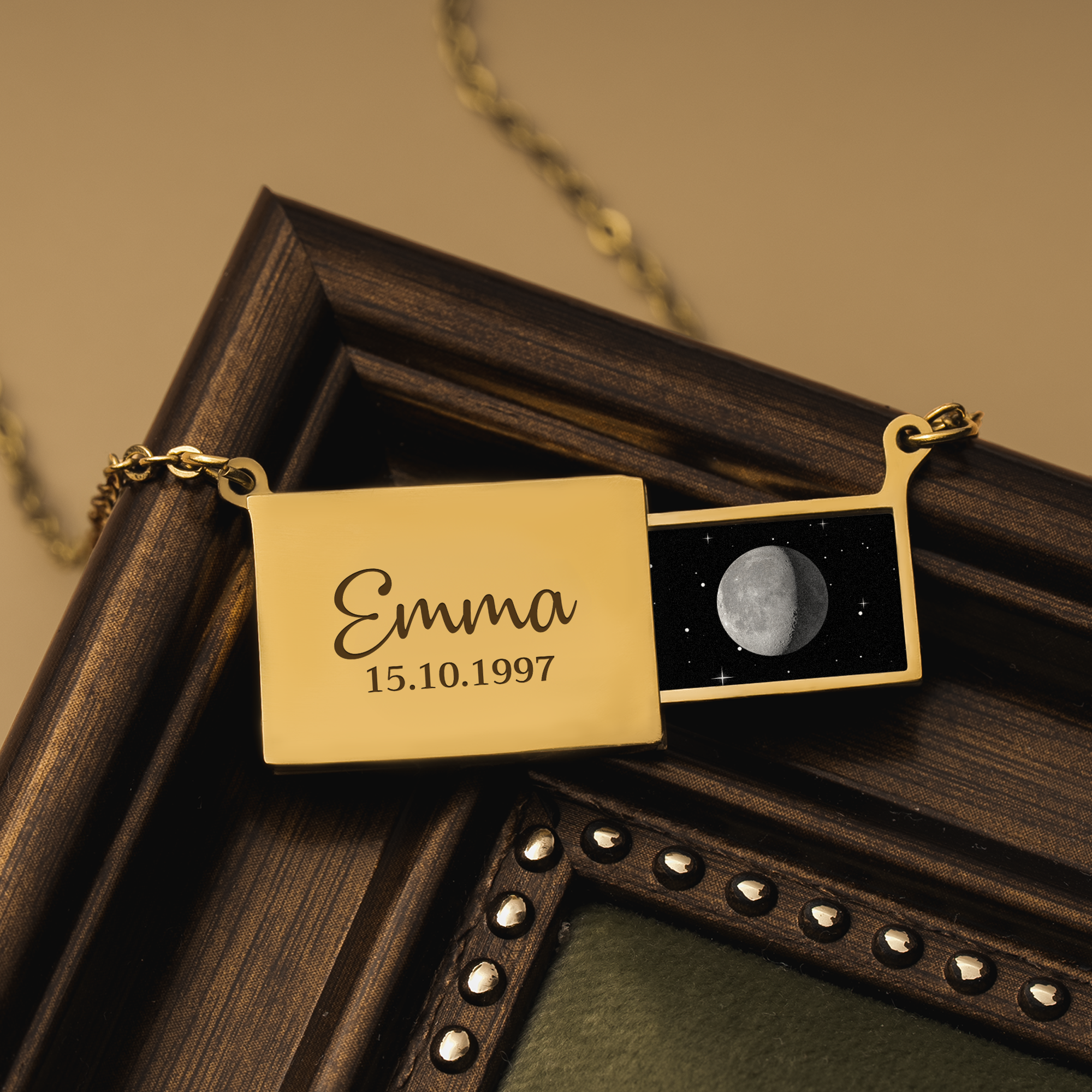 8471JGE2 mondphase briefumschlag kette personalisierte kette frauen 8471j8f5a