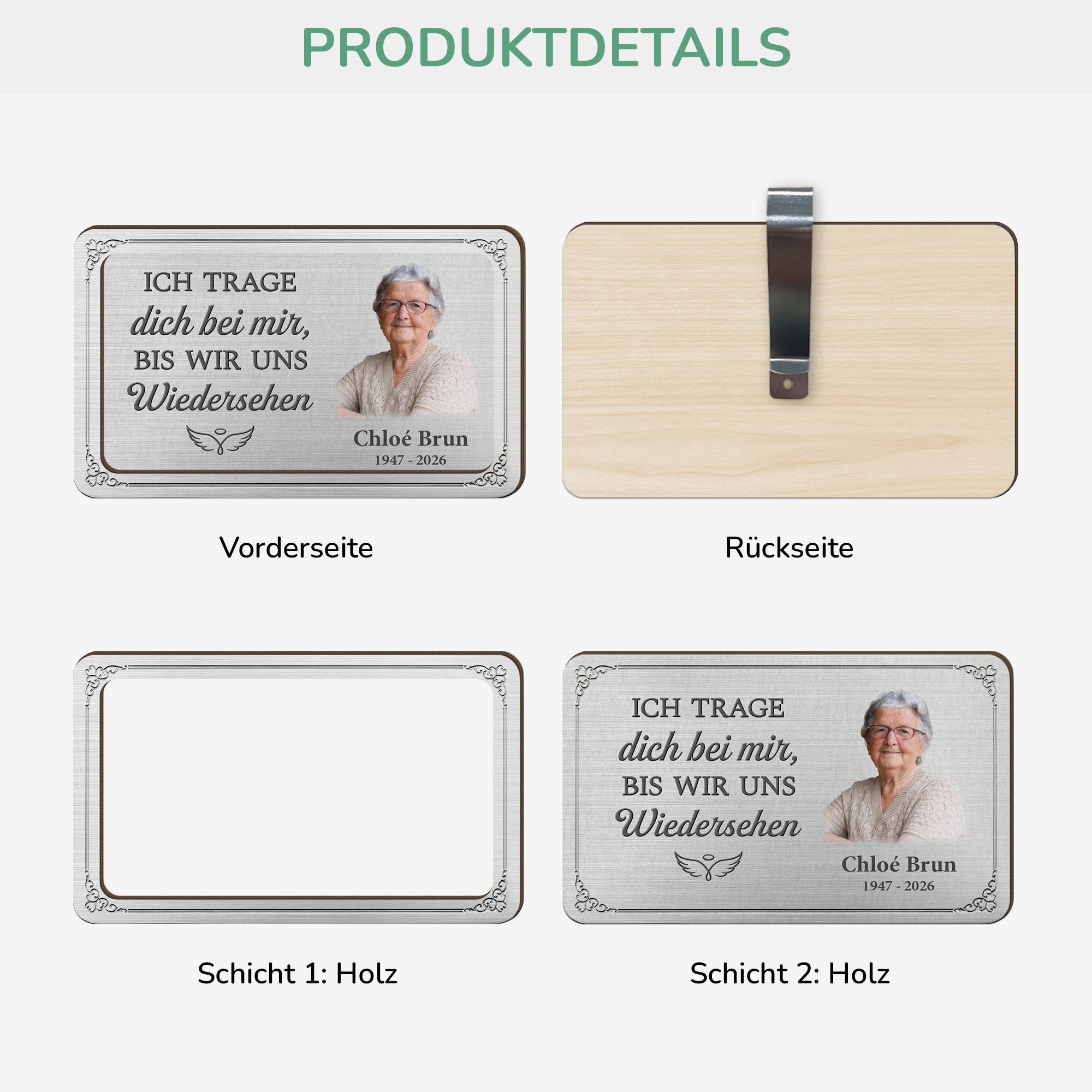 8511GGE3 du bist immer in meinem herzen personalisierter auto visier clip foto papa mama zur erinnerung 8511gtlwa