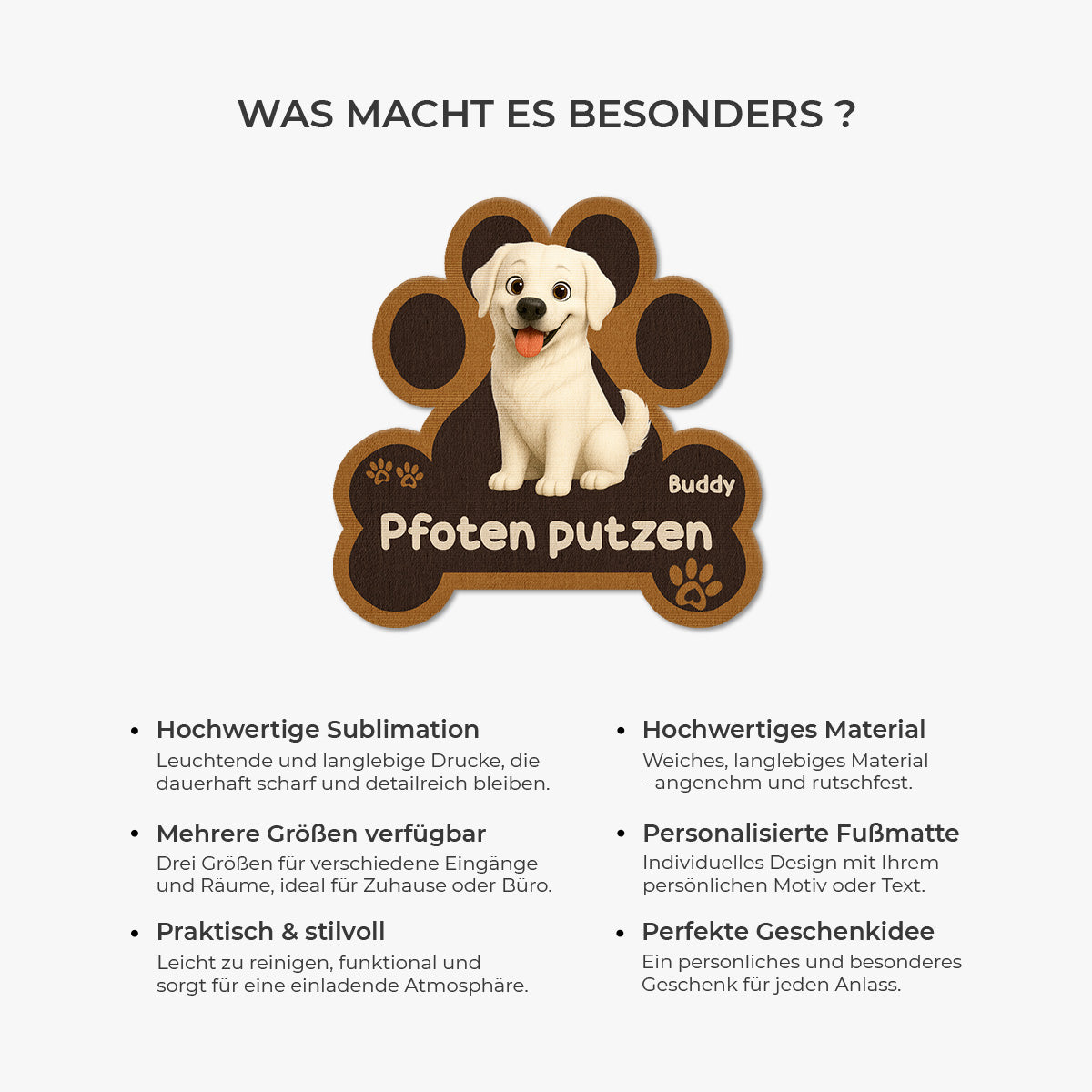 8545AGE6 pfoten putzen personalisiertes hunde geschenk  fussmatte unregelmassige form 8545ad8hbc