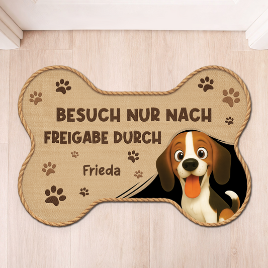 8546AGE1 besuch nur nach freigabe durch fussmatte personalisiert hund_ unregelmassige form 8546ad8ezc