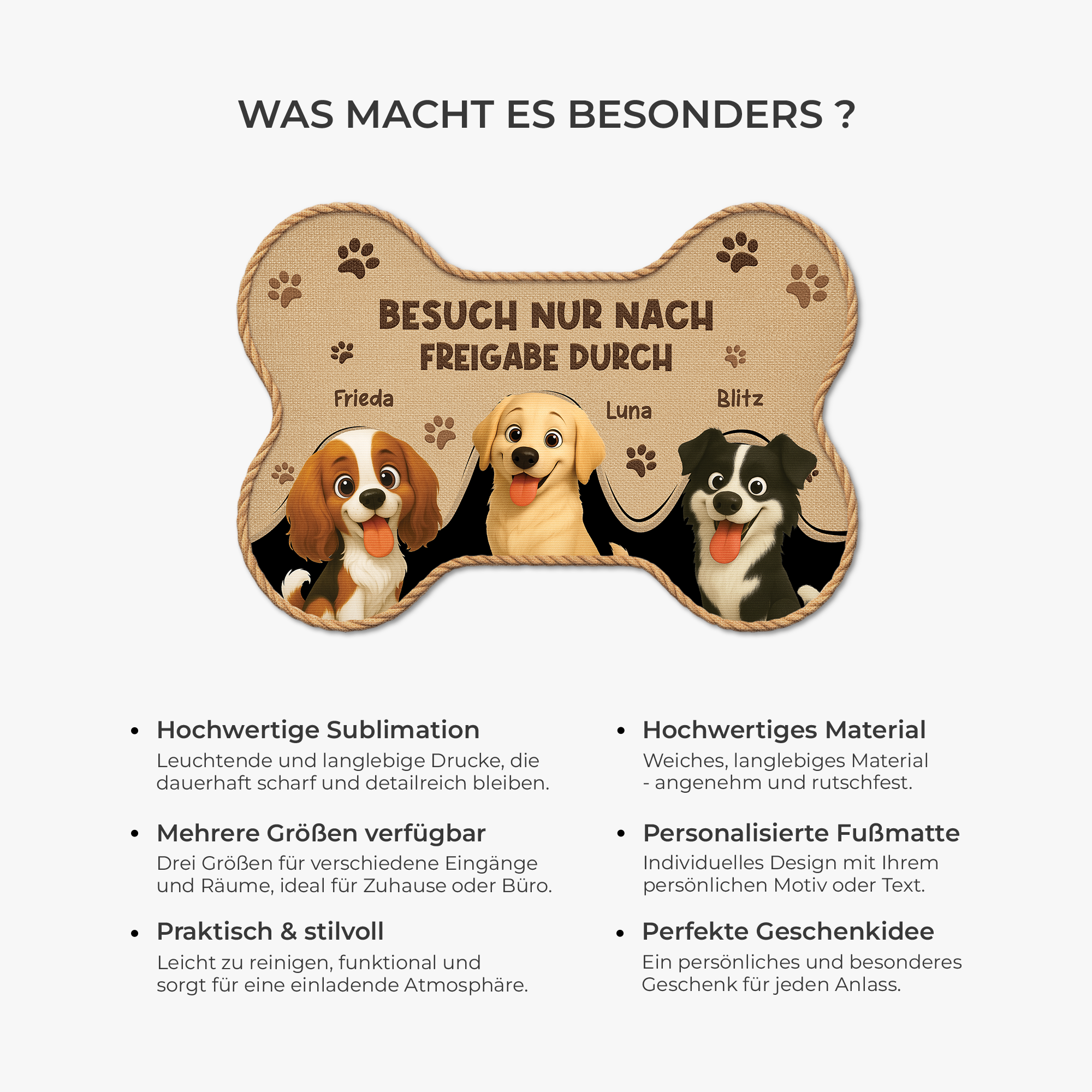 8546AGE6 besuch nur nach freigabe durch fussmatte personalisiert hund_ unregelmassige form 8546ad8ezc