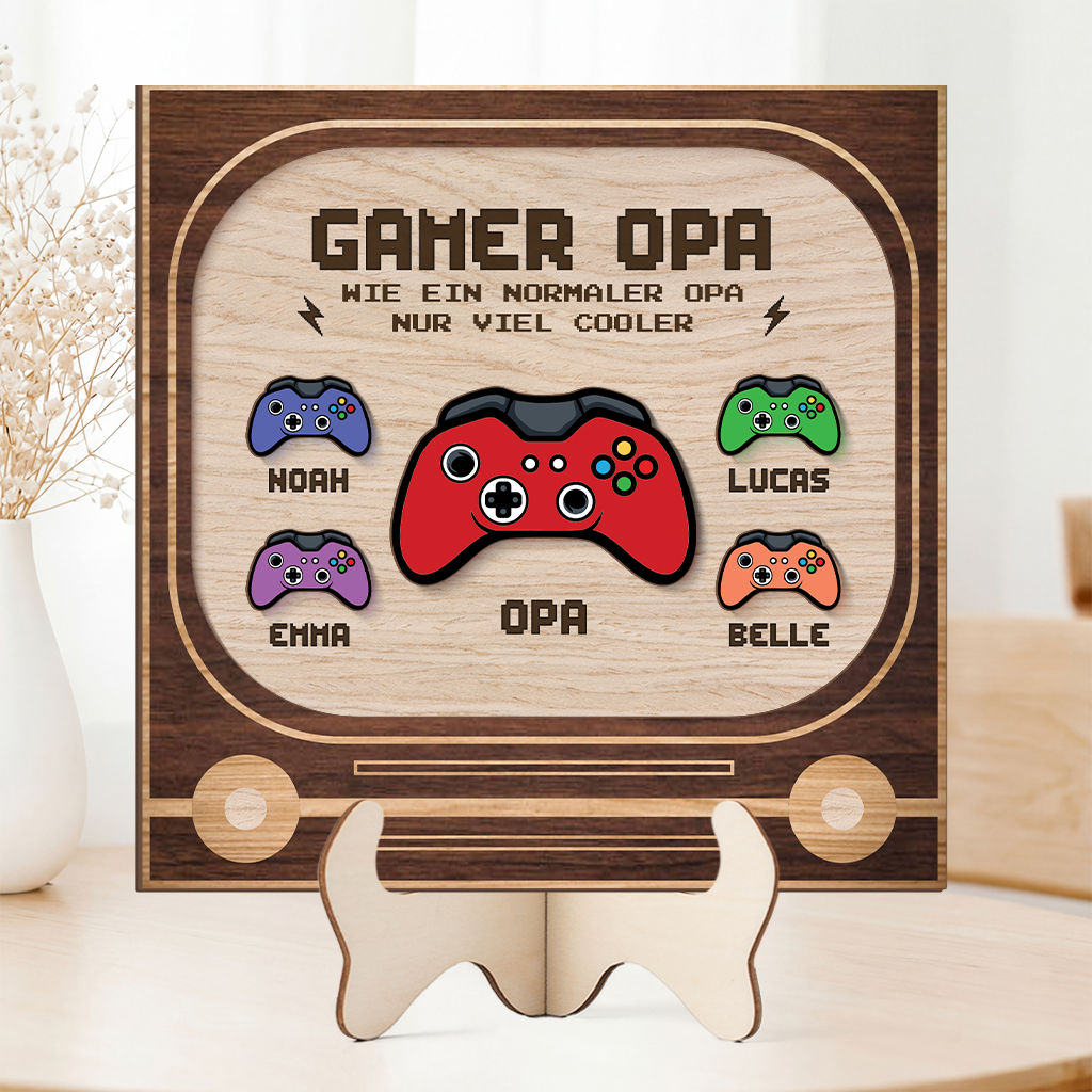 8548QGE2 gamer papa personalisiertes geschenk  holzaufsteller papa opa 8548qndbb