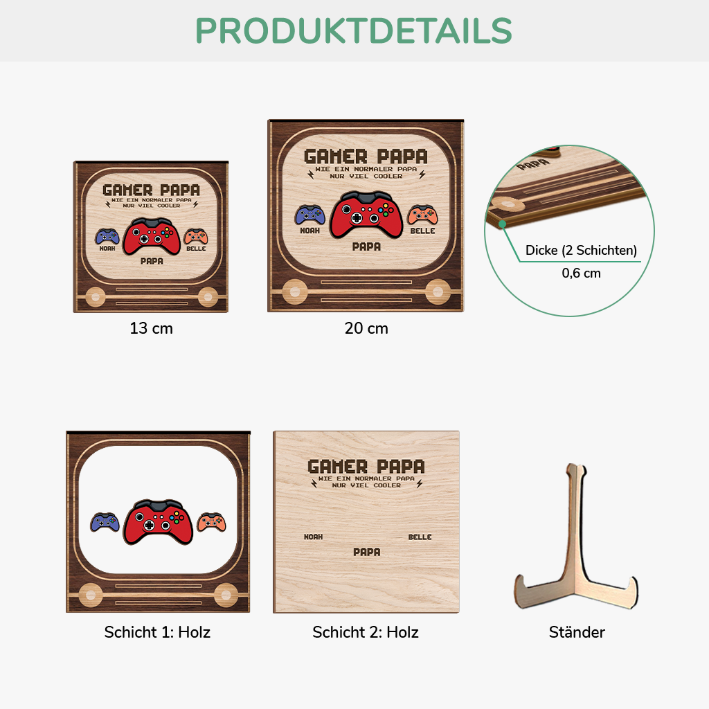 8548QGE3 gamer papa personalisiertes geschenk  holzaufsteller papa opa 8548qndbb