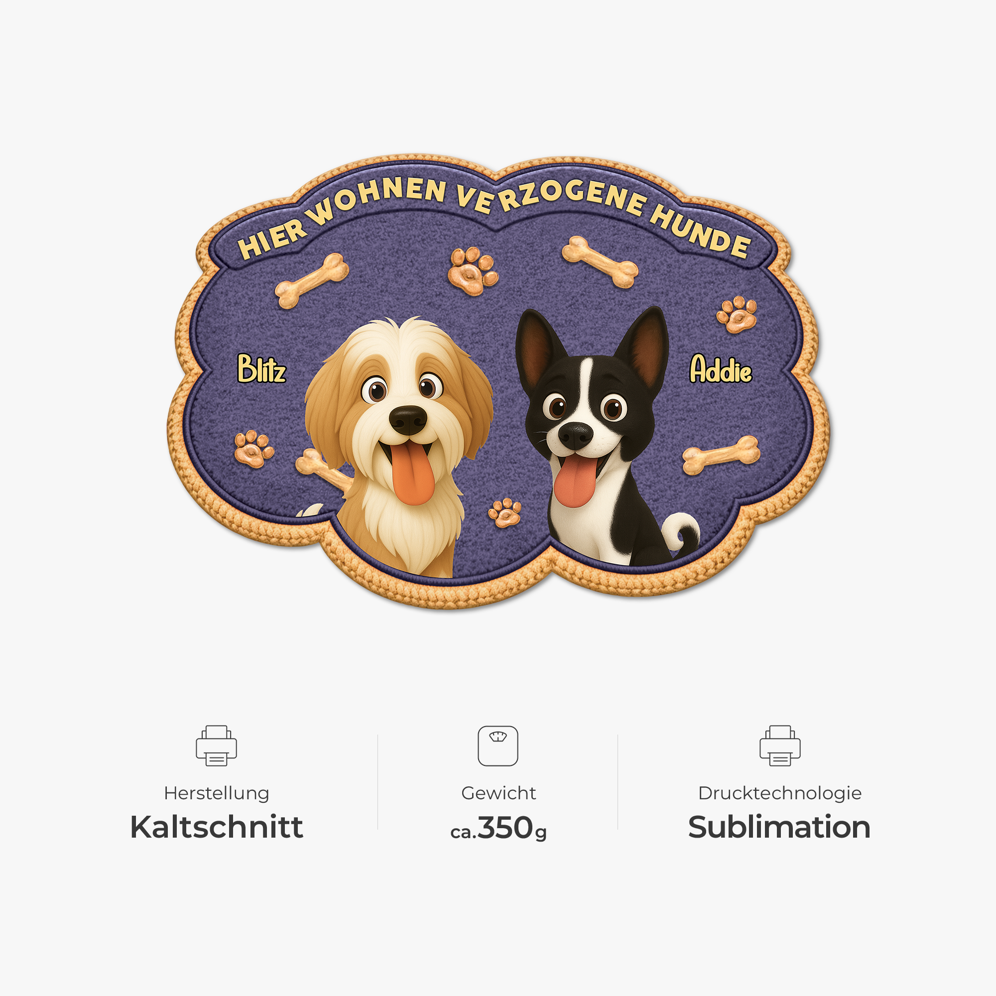 8558AGE1 hier wohnen verzogene hunde fussmatte personalisiert hund_ unregelmassige form 8558adavrc_5