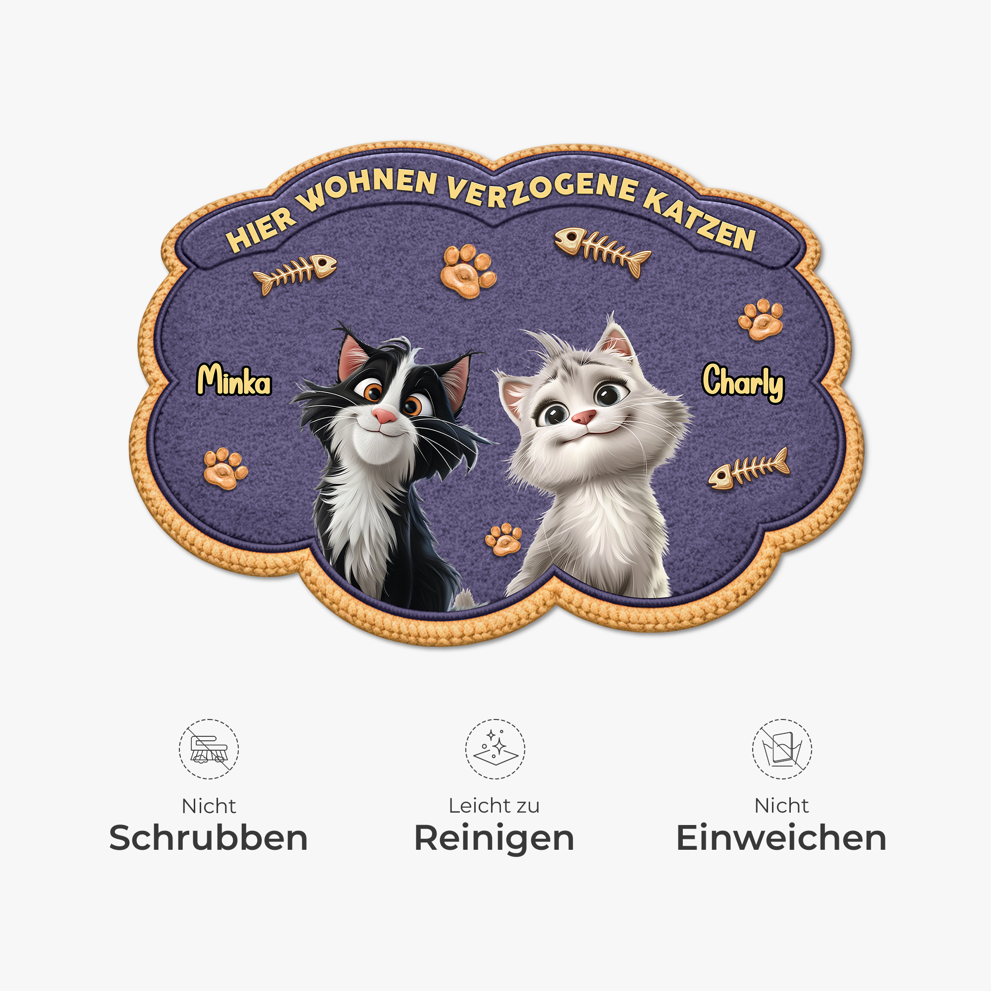 8558AGE1 hier wohnen verzogene katzen fussmatte katzen personalisiert unregelmassige form 8558adavrd_5