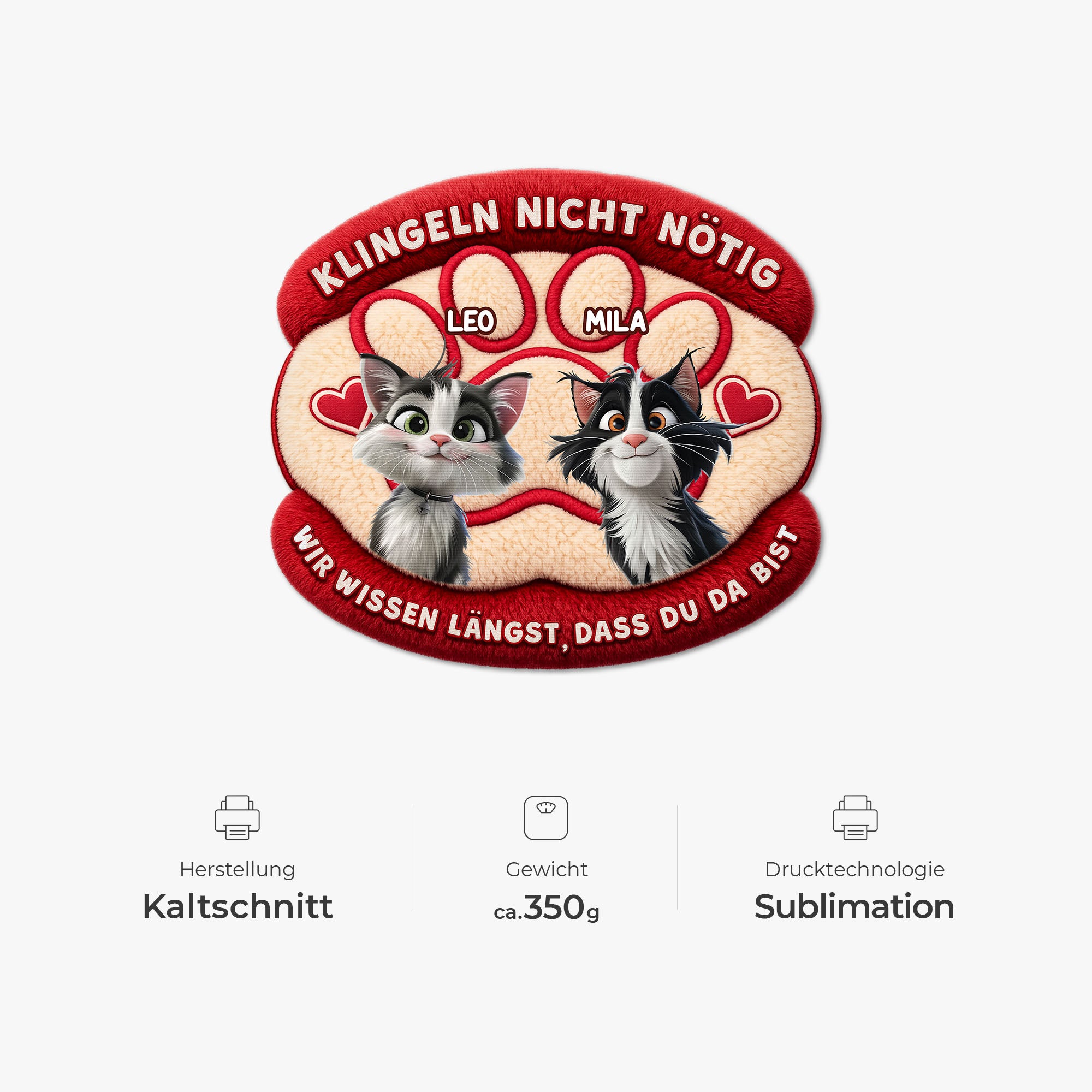 8564AGE1 klopfen nicht notig wir wissen langst dass du da bist fussmatte katzen personalisiert unregelmassige form 8564adavwd_3