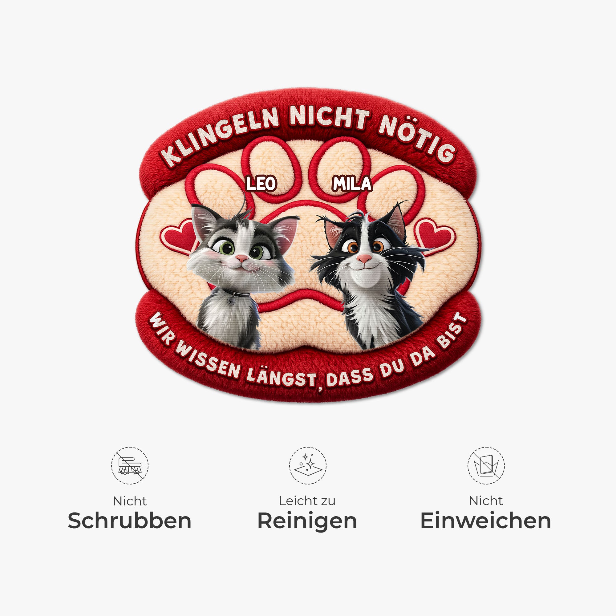 8564AGE1 klopfen nicht notig wir wissen langst dass du da bist fussmatte katzen personalisiert unregelmassige form 8564adavwd_4