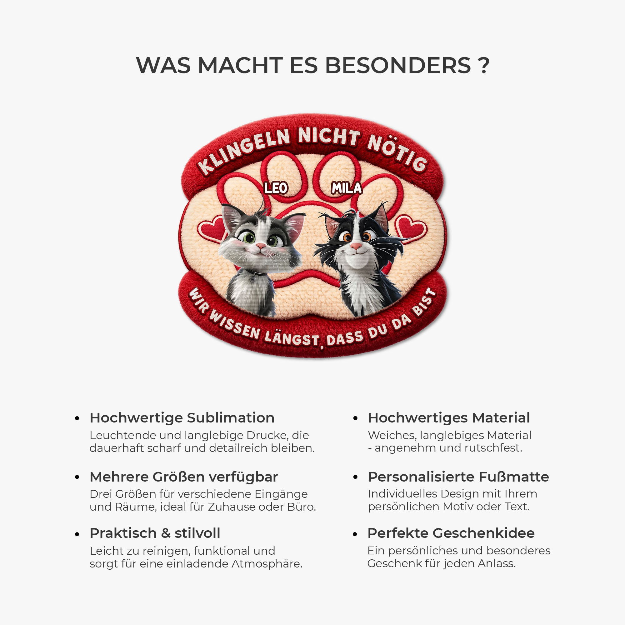 8564AGE1 klopfen nicht notig wir wissen langst dass du da bist fussmatte katzen personalisiert unregelmassige form 8564adavwd_5
