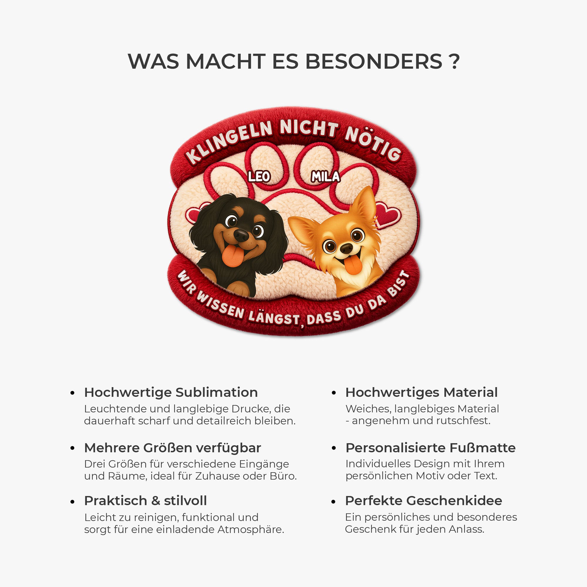 8564AGE1 klopfen nicht notig wir wissen langst dass du da bist fussmatte personalisiert hund_ unregelmassige form 8564adavwc_6