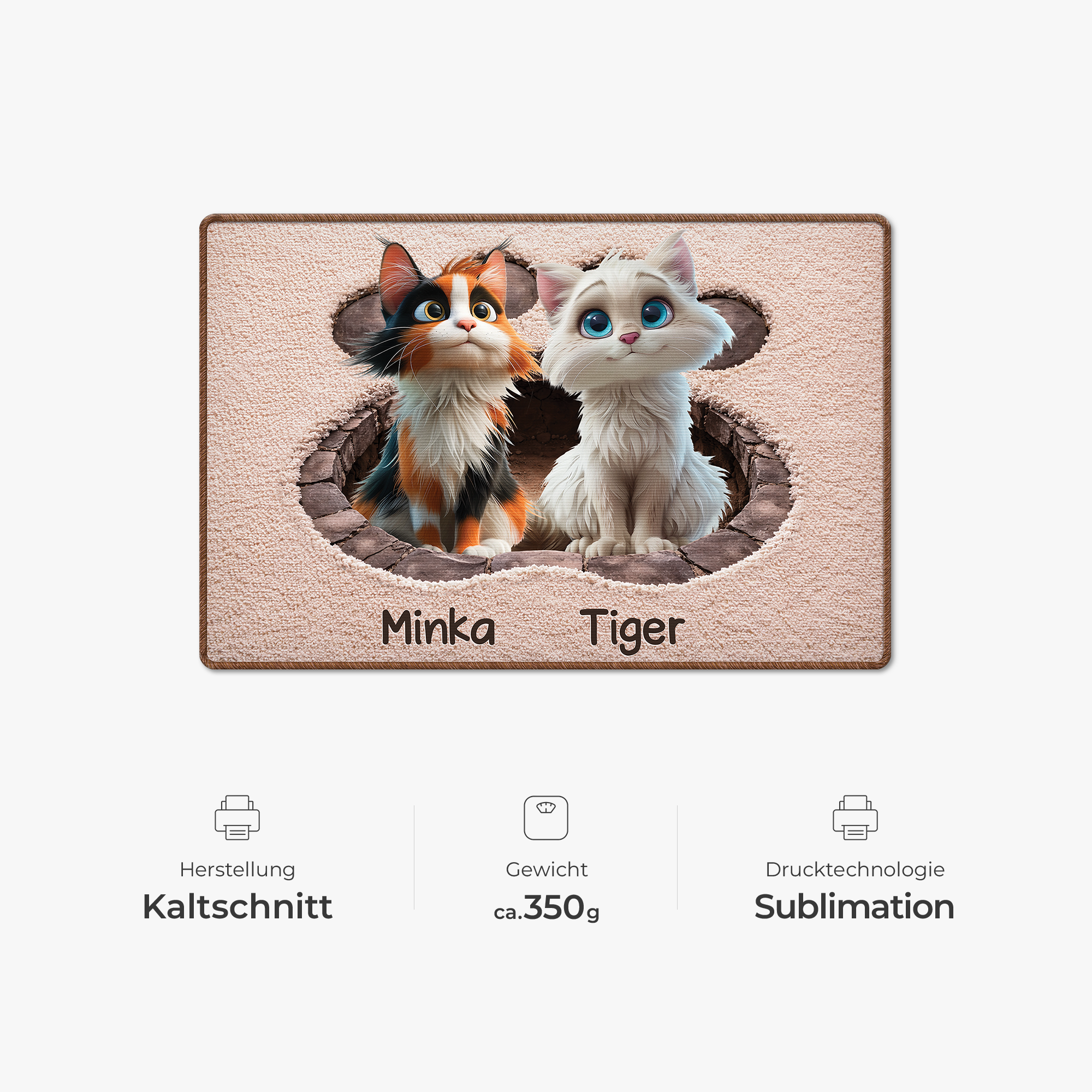 8565AGE4 3d druck effekt katze fussmatte katzen personalisiert unregelmassige form 8565adsfnd