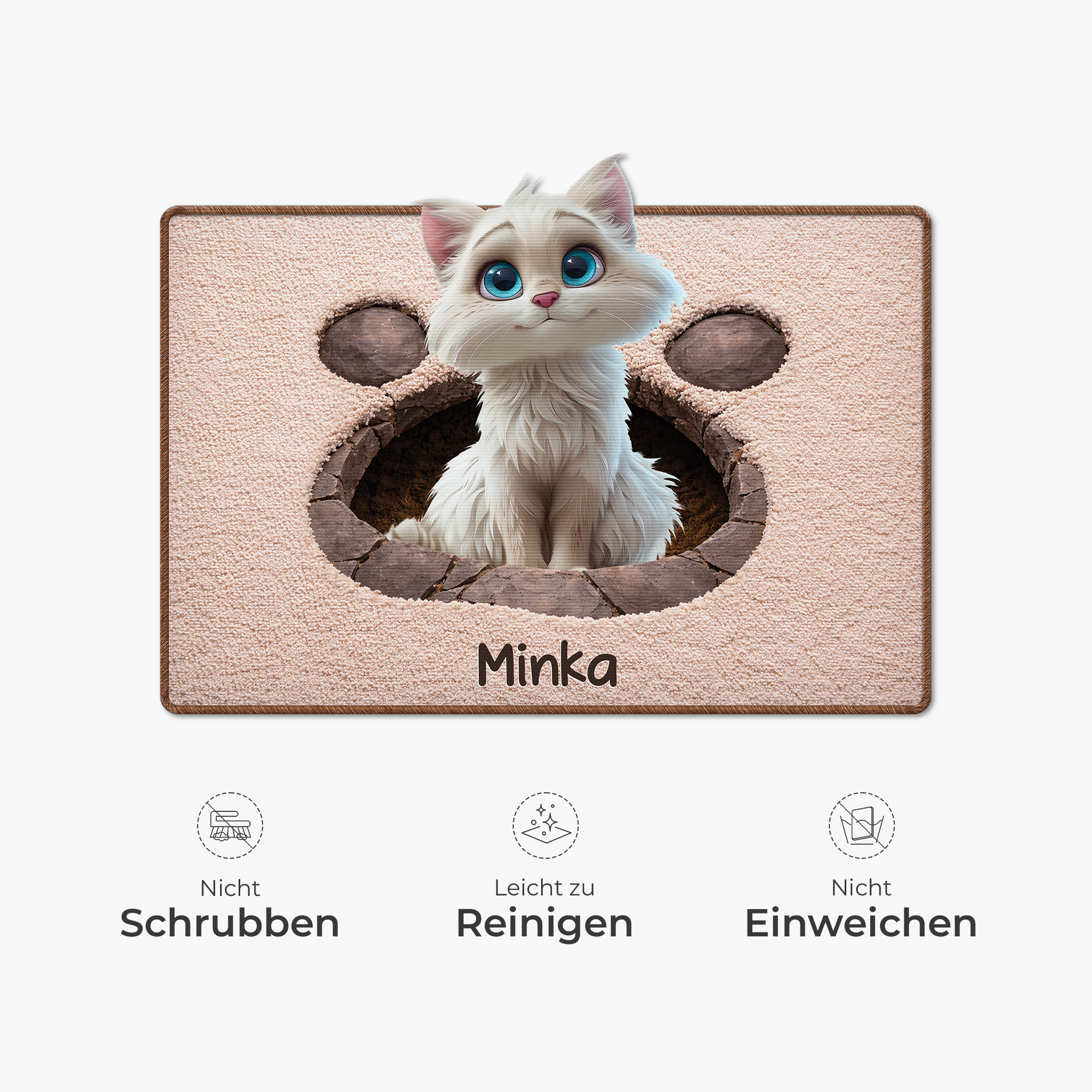 8565AGE5 3d druck effekt katze fussmatte katzen personalisiert unregelmassige form 8565adsfnd