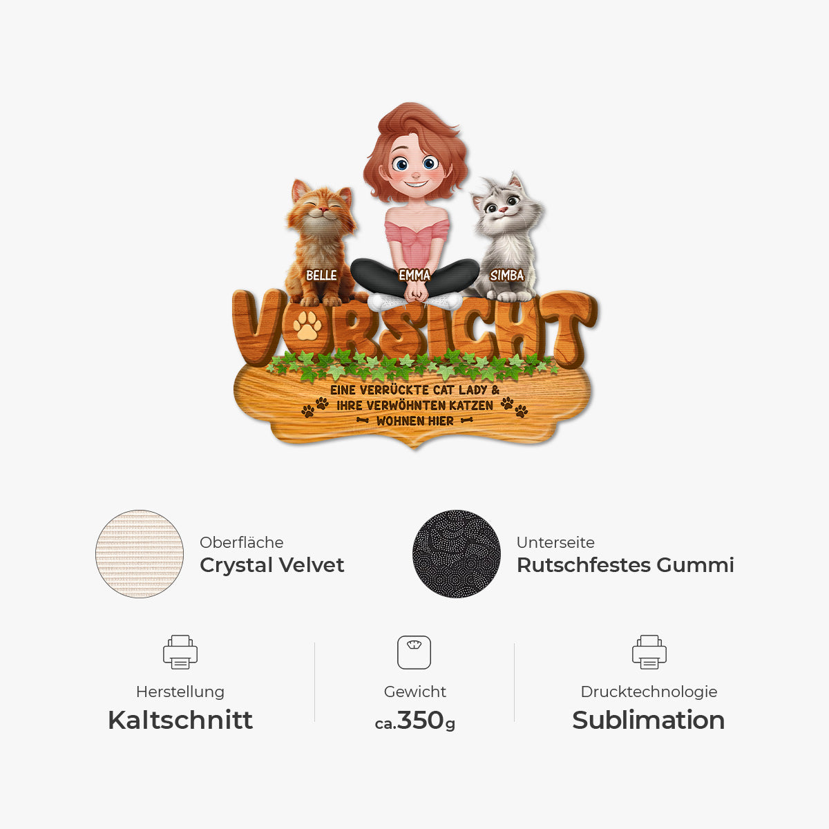 8573AGE4 eine verruckte cat lady  ihre verwohnte katze wohnen hier fussmatte katzen personalisiert unregelmassige form 8573adafbd