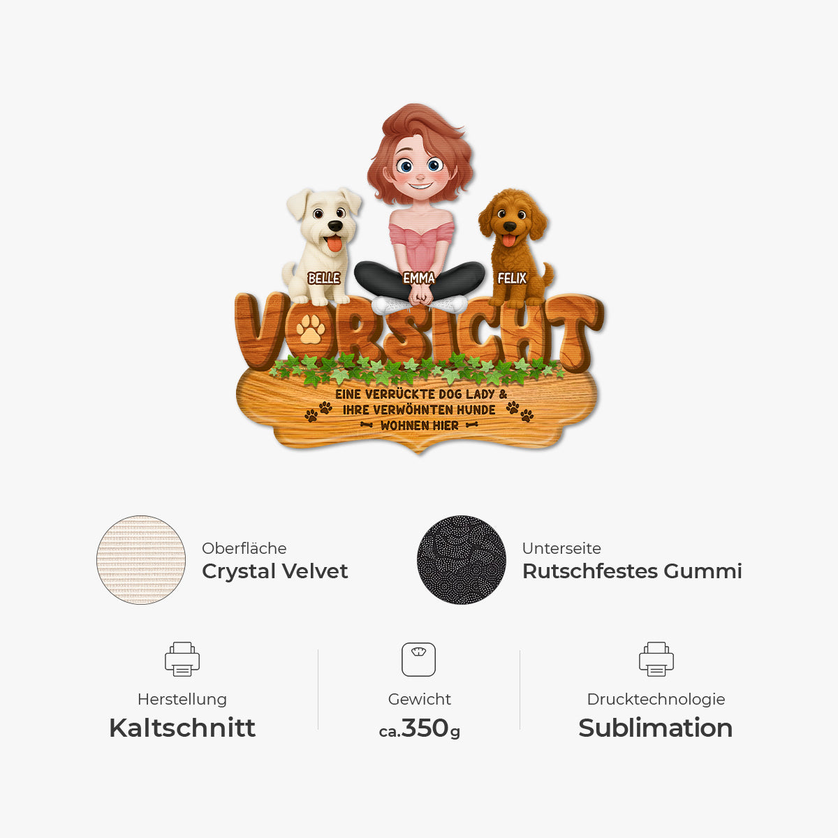 8573AGE4 eine verruckte dog lady  ihr verwohnter hund wohnen hier fussmatte personalisiert hund_ unregelmassige form 8573adafbc