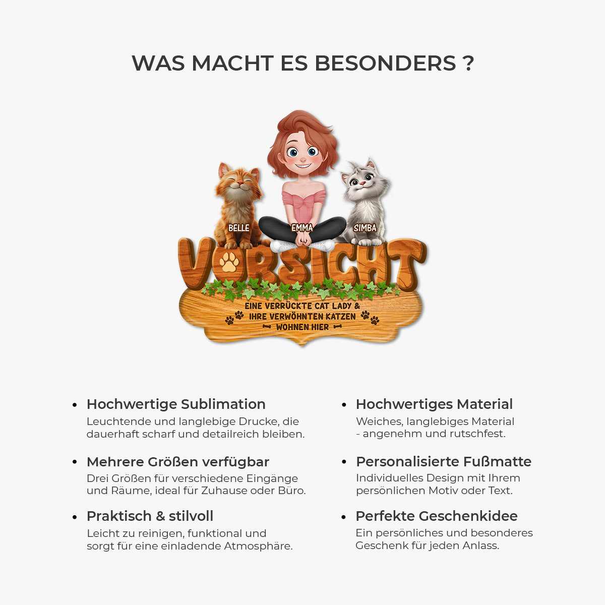 8573AGE6 eine verruckte cat lady  ihre verwohnte katze wohnen hier fussmatte katzen personalisiert unregelmassige form 8573adafbd