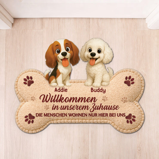 8579AGE1 der mensch wohnt nur hier bei uns fussmatte personalisiert hund_ unregelmassige form 8579ad6pcc