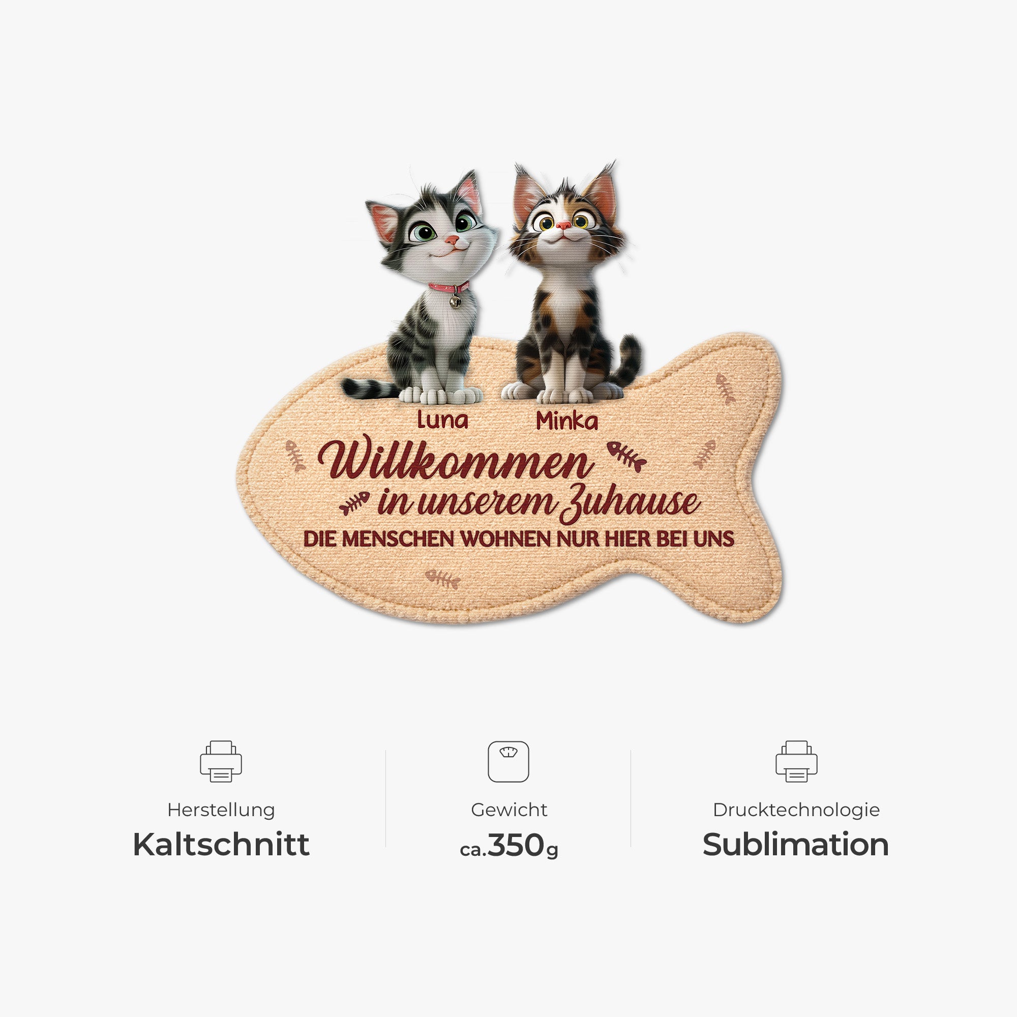 8579AGE4 der mensch wohnt nur hier bei uns fussmatte katzen personalisiert unregelmassige form 8579ad6pcd