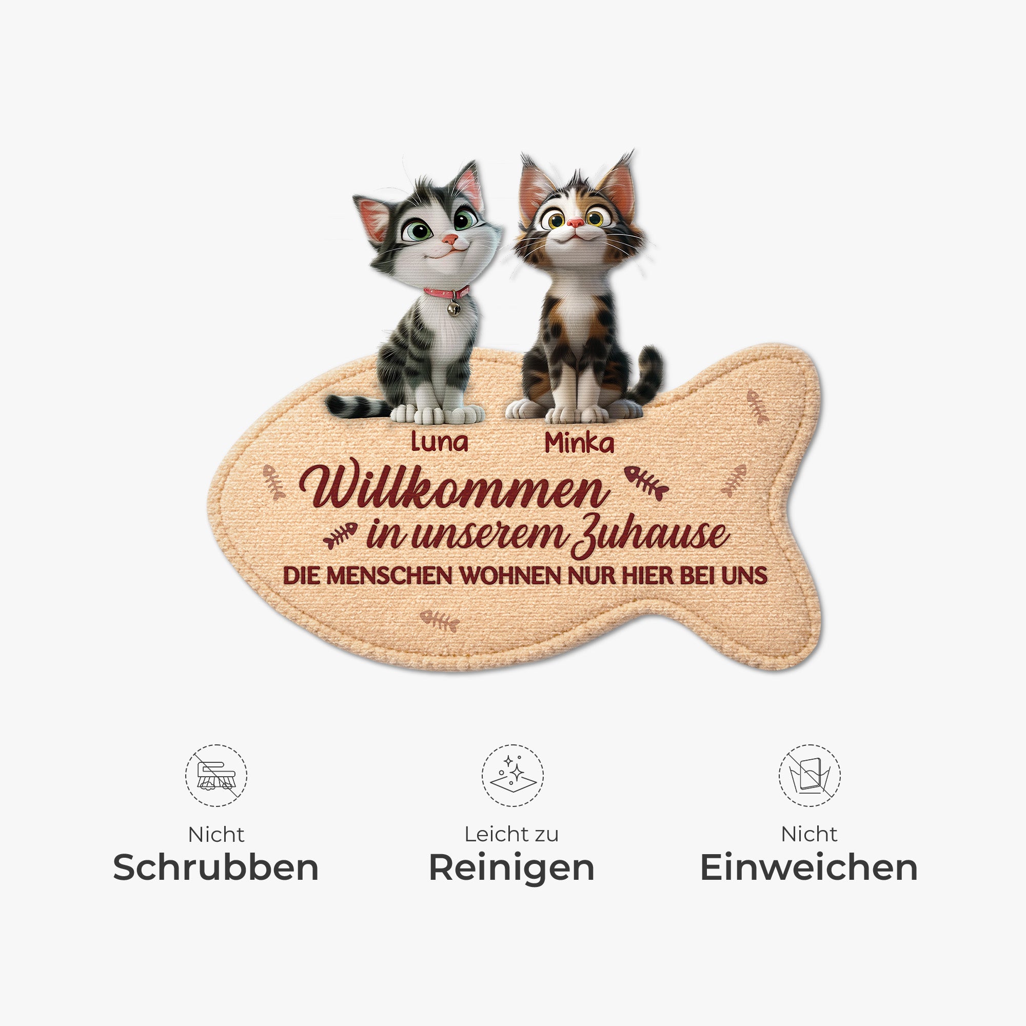 8579AGE5 der mensch wohnt nur hier bei uns fussmatte katzen personalisiert unregelmassige form 8579ad6pcd