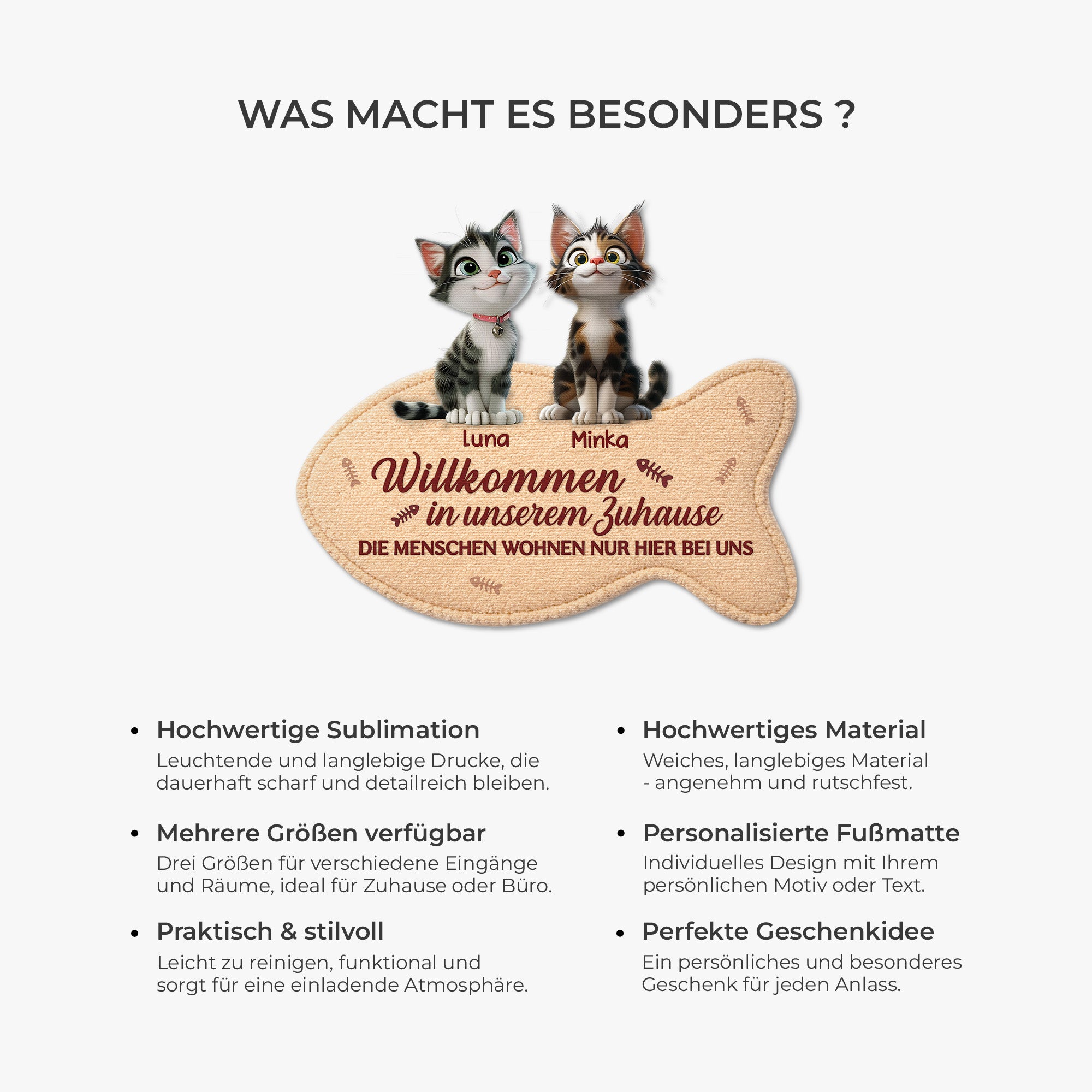 8579AGE6 der mensch wohnt nur hier bei uns fussmatte katzen personalisiert unregelmassige form 8579ad6pcd
