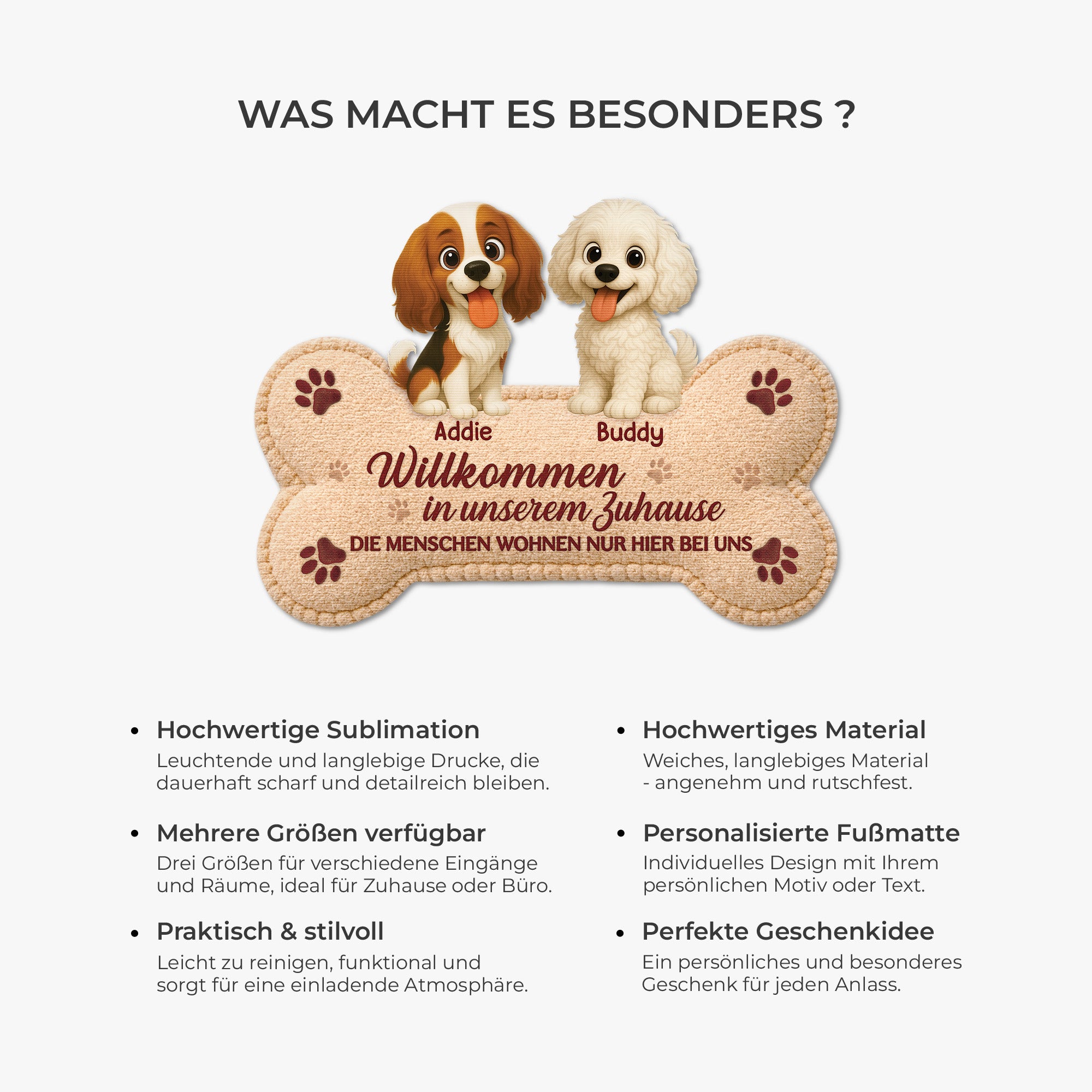 8579AGE6 der mensch wohnt nur hier bei uns fussmatte personalisiert hund_ unregelmassige form 8579ad6pcc
