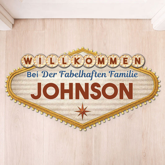 8594AGE1 3d druck effekt willkommen bei der fabelhaften familie personalisierte geschenke familie  fussmatte unregelmassige form 8594adchri