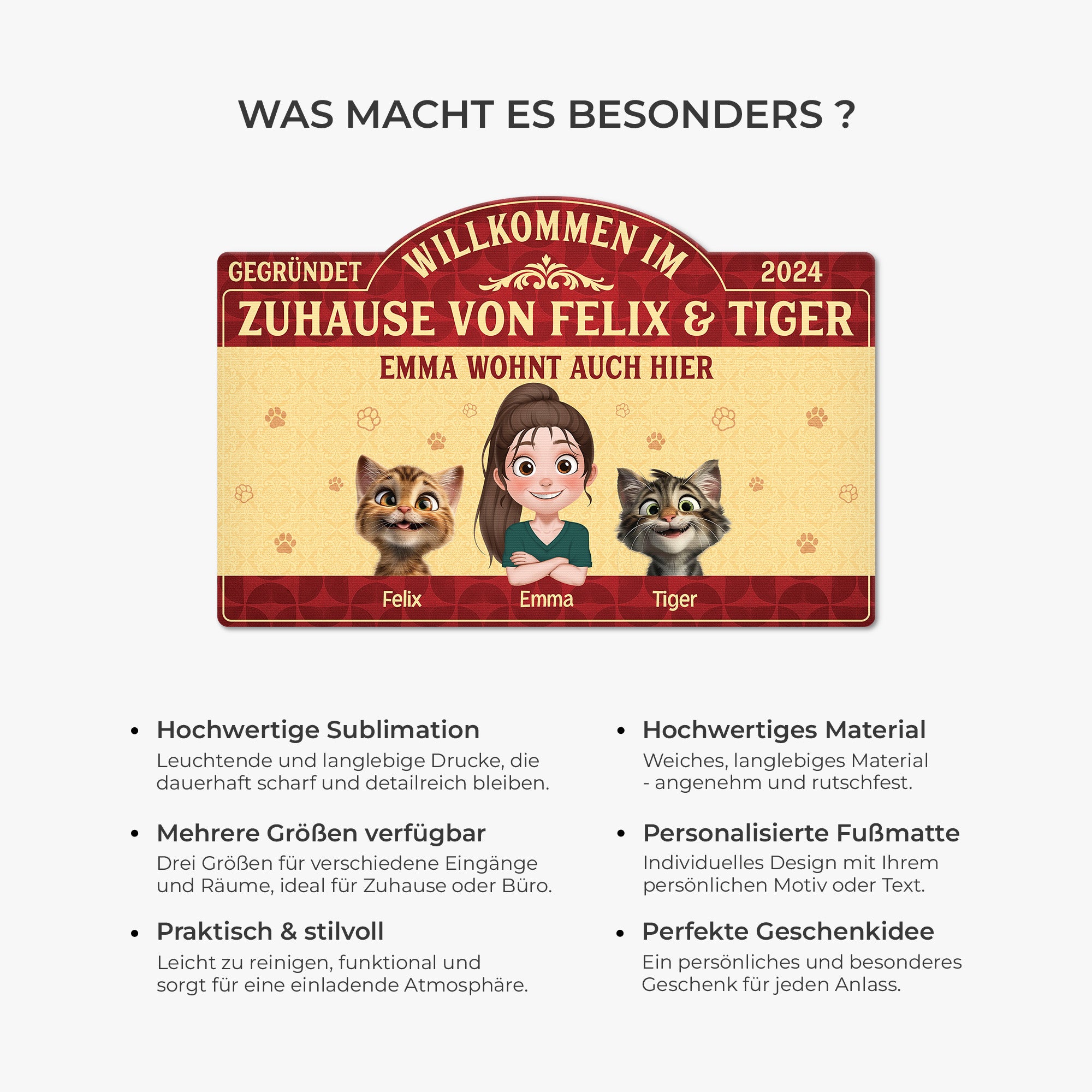 8609AGE1 willkommen im zuhause fussmatte katzen personalisiert unregelmassige form 8609adavmd_6