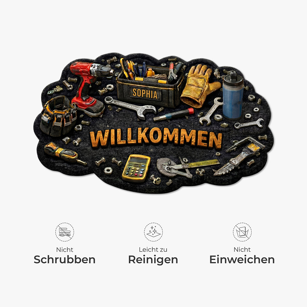 8613AGE5 3d druck effekt herzlich willkommen werkzeug personalisiertes geschenk  fussmatte papa opa unregelmassige form 8613adtdrb