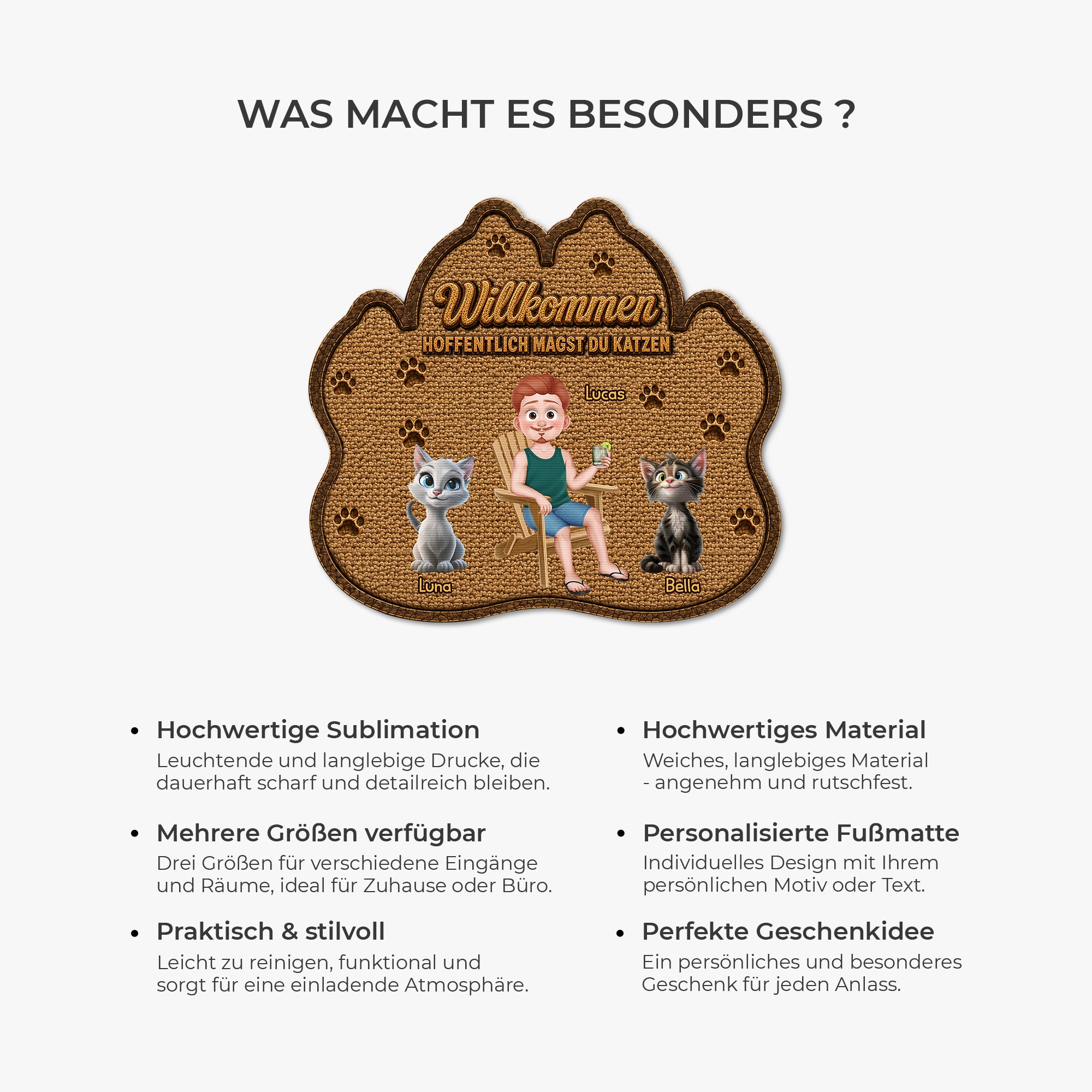 8616AGE6 hoffentlich magst du tierhaare fussmatte katzen personalisiert unregelmassige form 8616adayrd