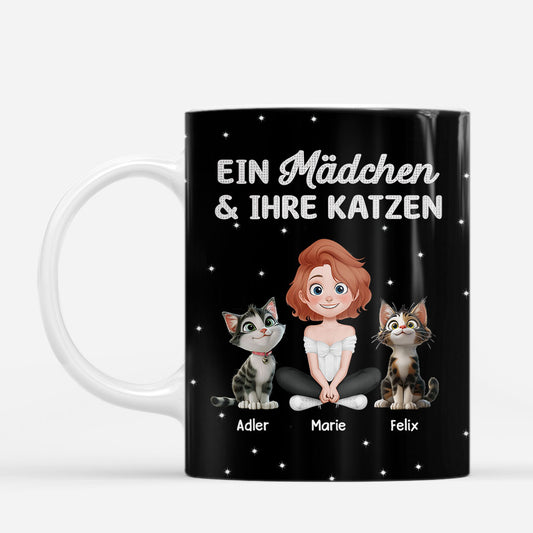 8756MGE2 eine frau  ihre katze glitzer katzen tasse personalisiert 8756m6psd