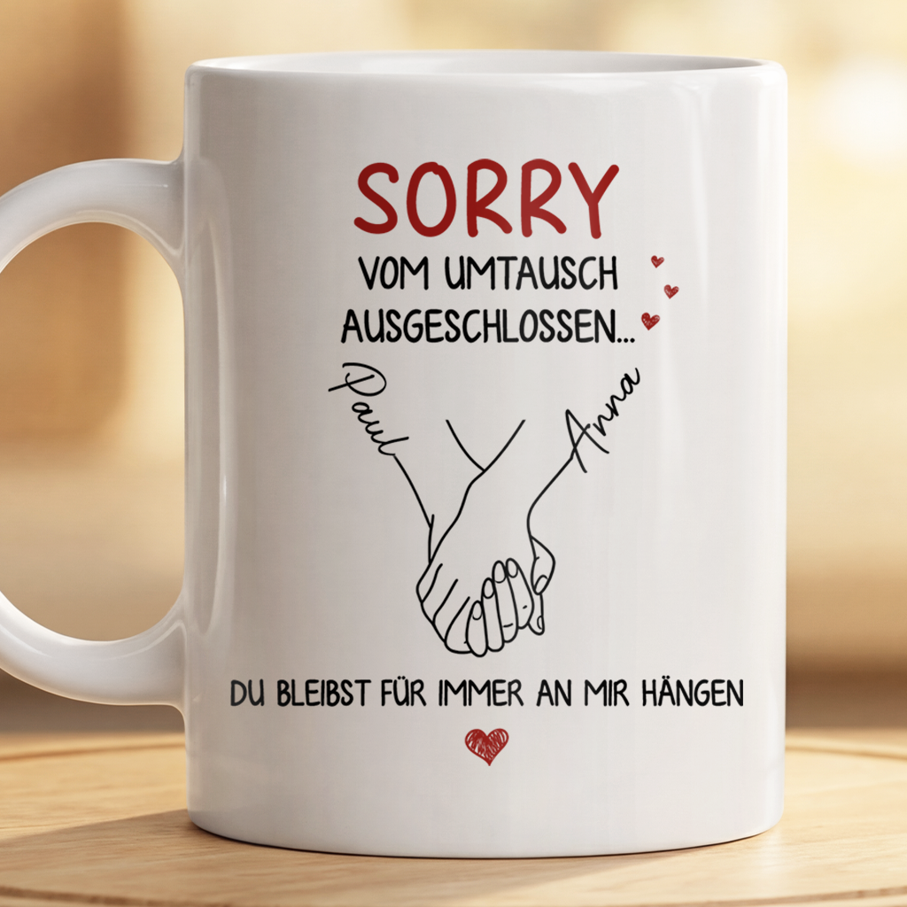 8767MGE2 vom umtausch ausgeschlossen personalisierte paar geschenke  tassen mit namen 8767mchcg