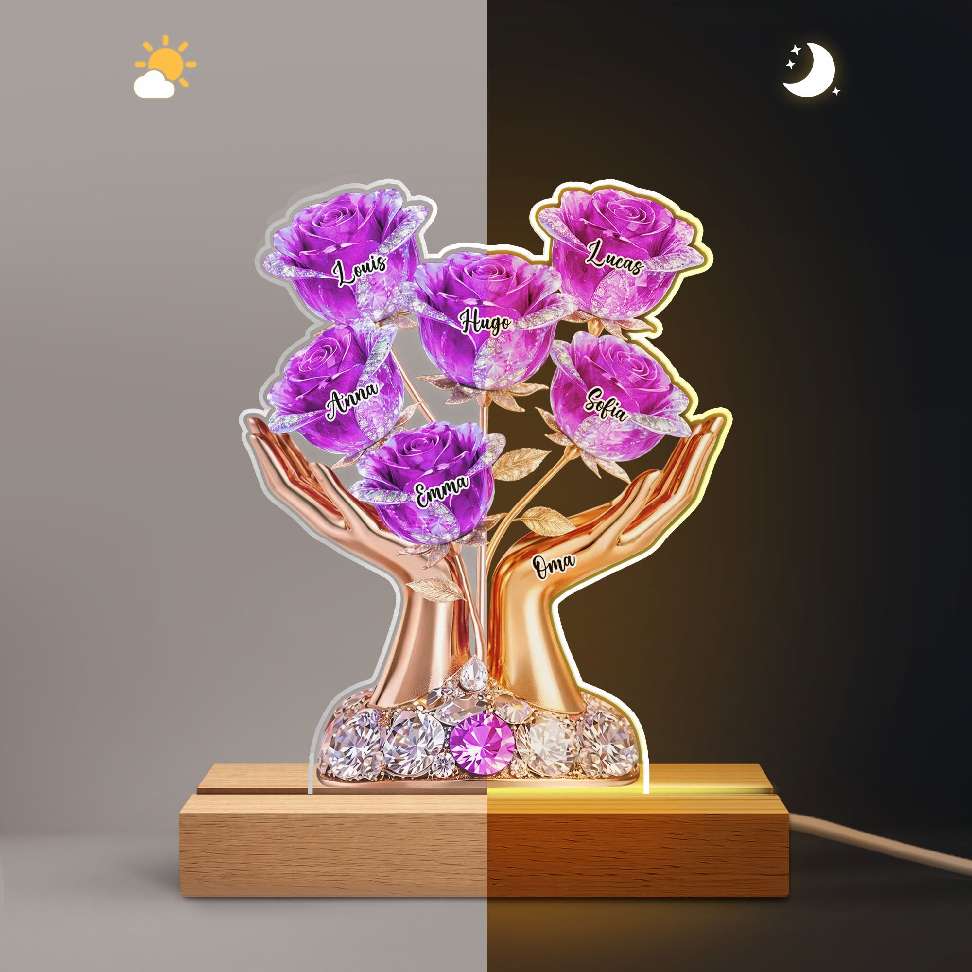 8779LGE2 3d druck effekt rote rosen mit kindernamen personalisiertes geschenk  nachtlicht_ mama oma 8779ltdsa