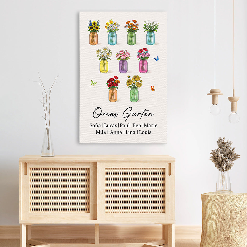 8814CGE3 mamas garten personalisierte leinwand mama oma blumenstrauss einmachglas 8814calca