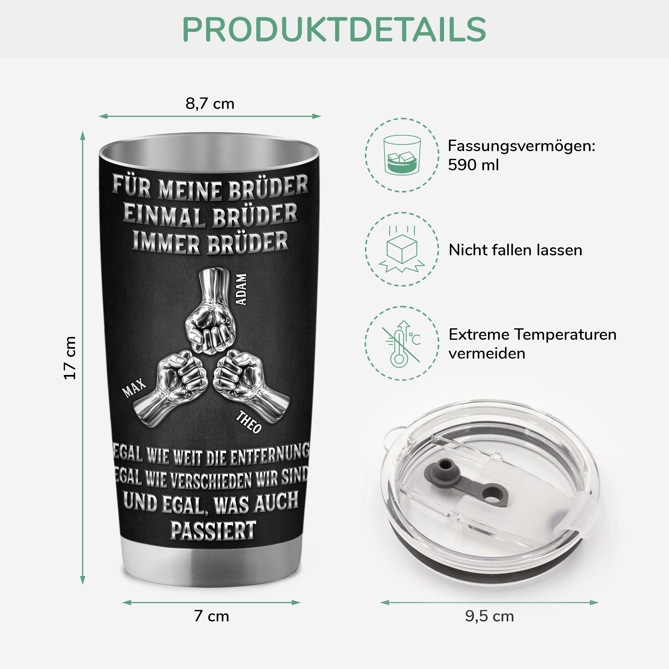 8886TGE3 einmal bruder immer bruder personalisierter thermobecher 590 ml 8886tspmb
